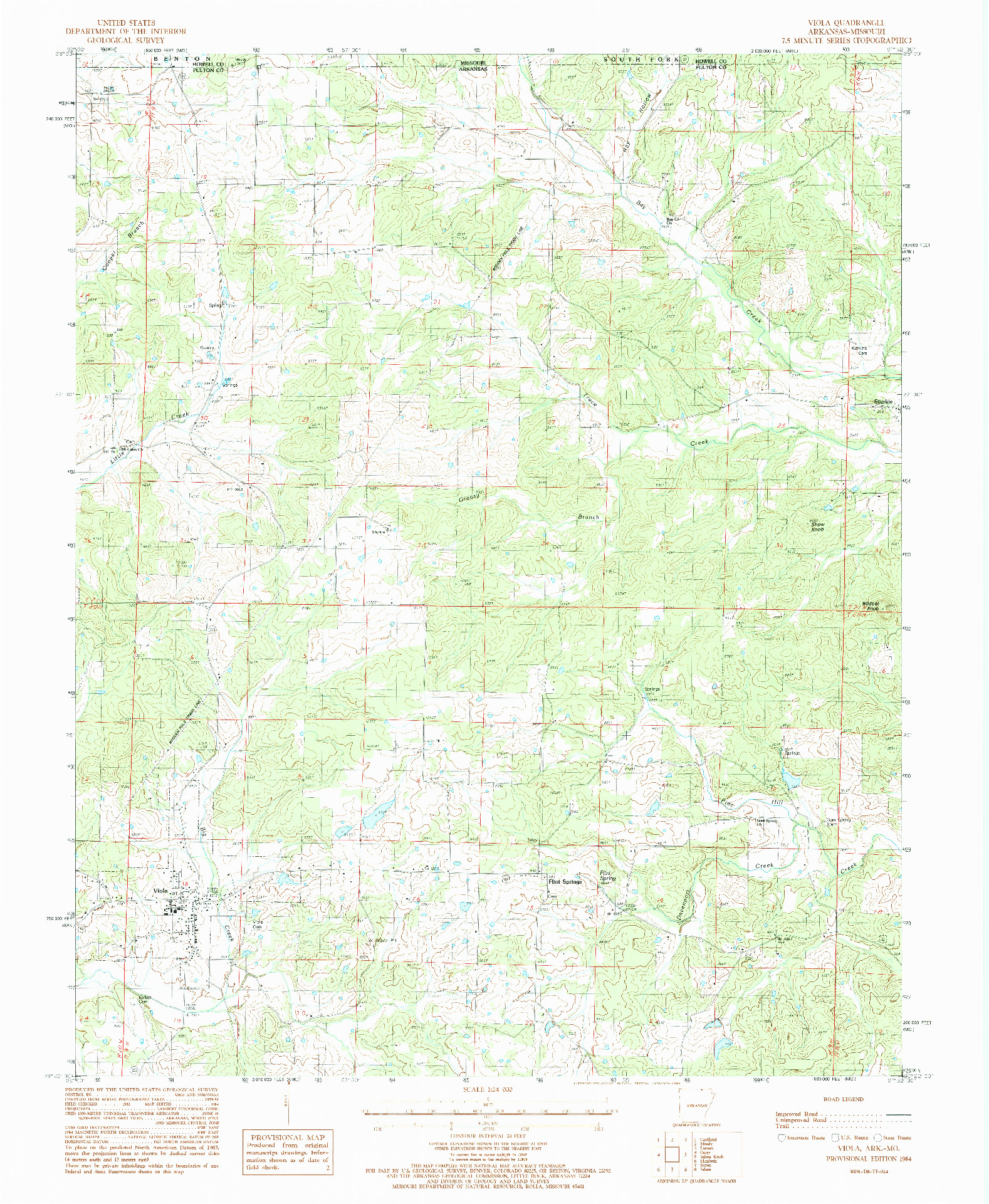 USGS 1:24000-SCALE QUADRANGLE FOR VIOLA, AR 1984