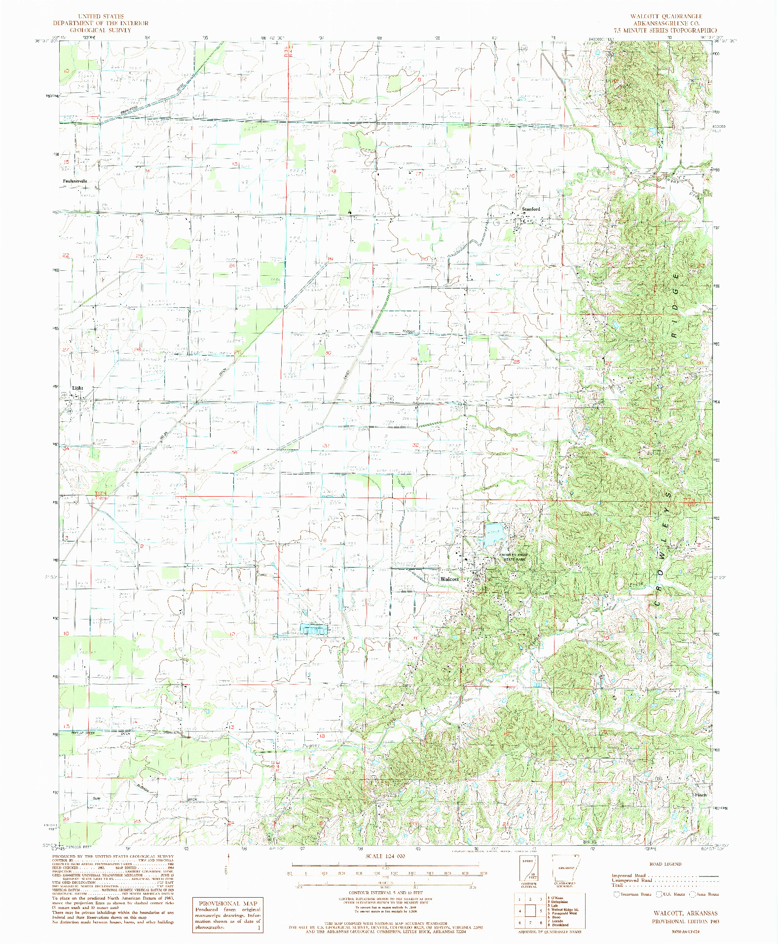 USGS 1:24000-SCALE QUADRANGLE FOR WALCOTT, AR 1983