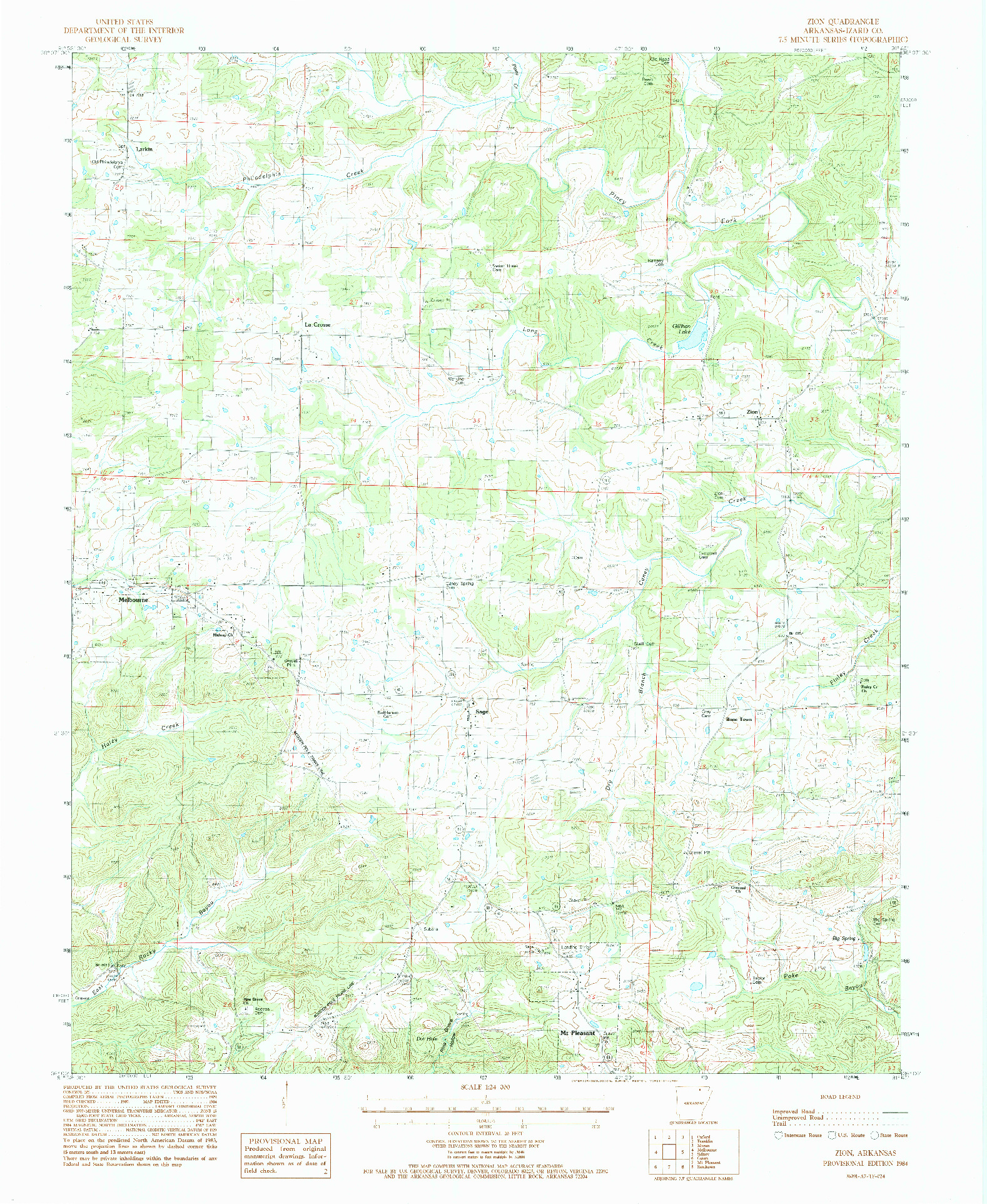 USGS 1:24000-SCALE QUADRANGLE FOR ZION, AR 1984