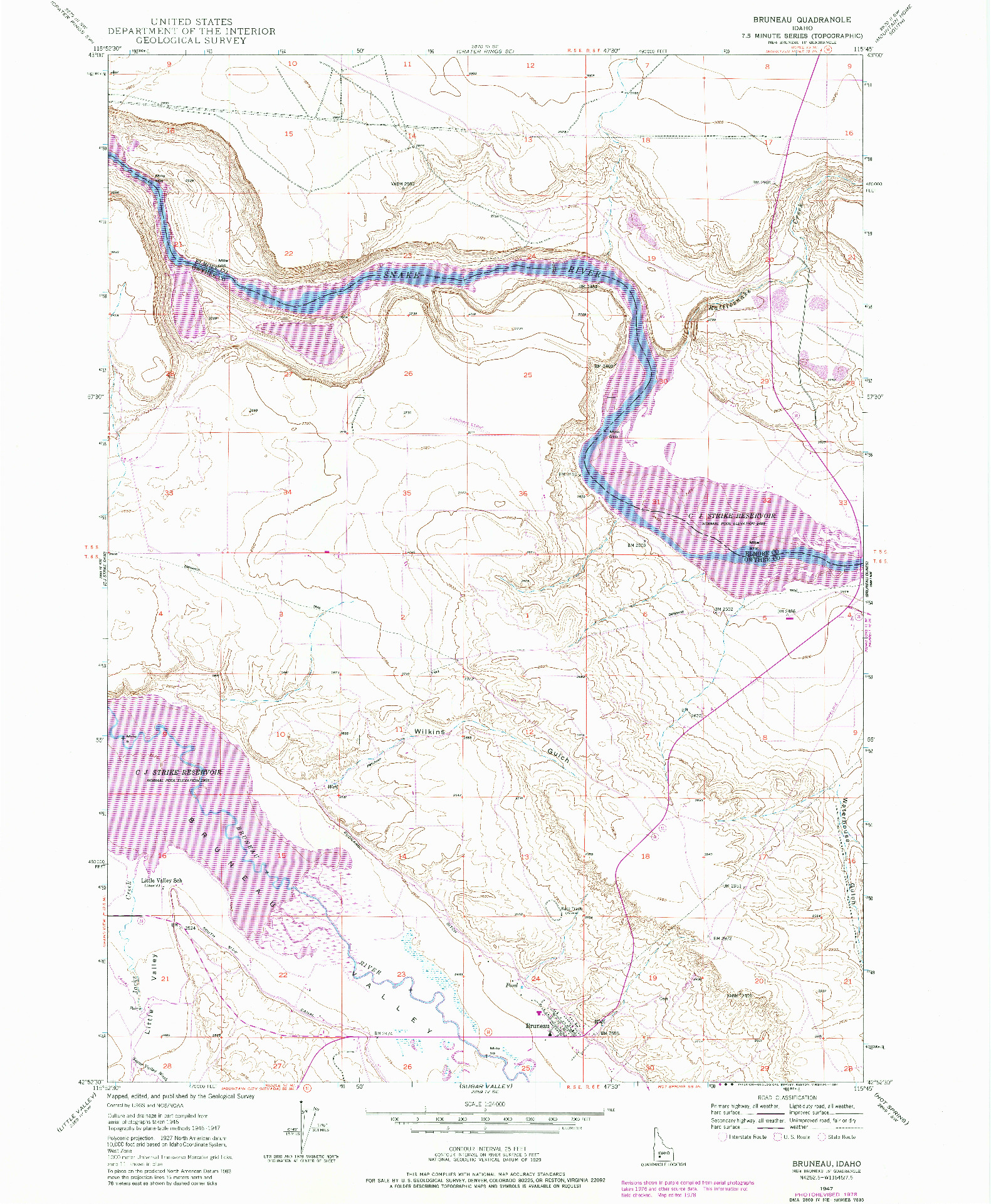 USGS 1:24000-SCALE QUADRANGLE FOR BRUNEAU, ID 1947