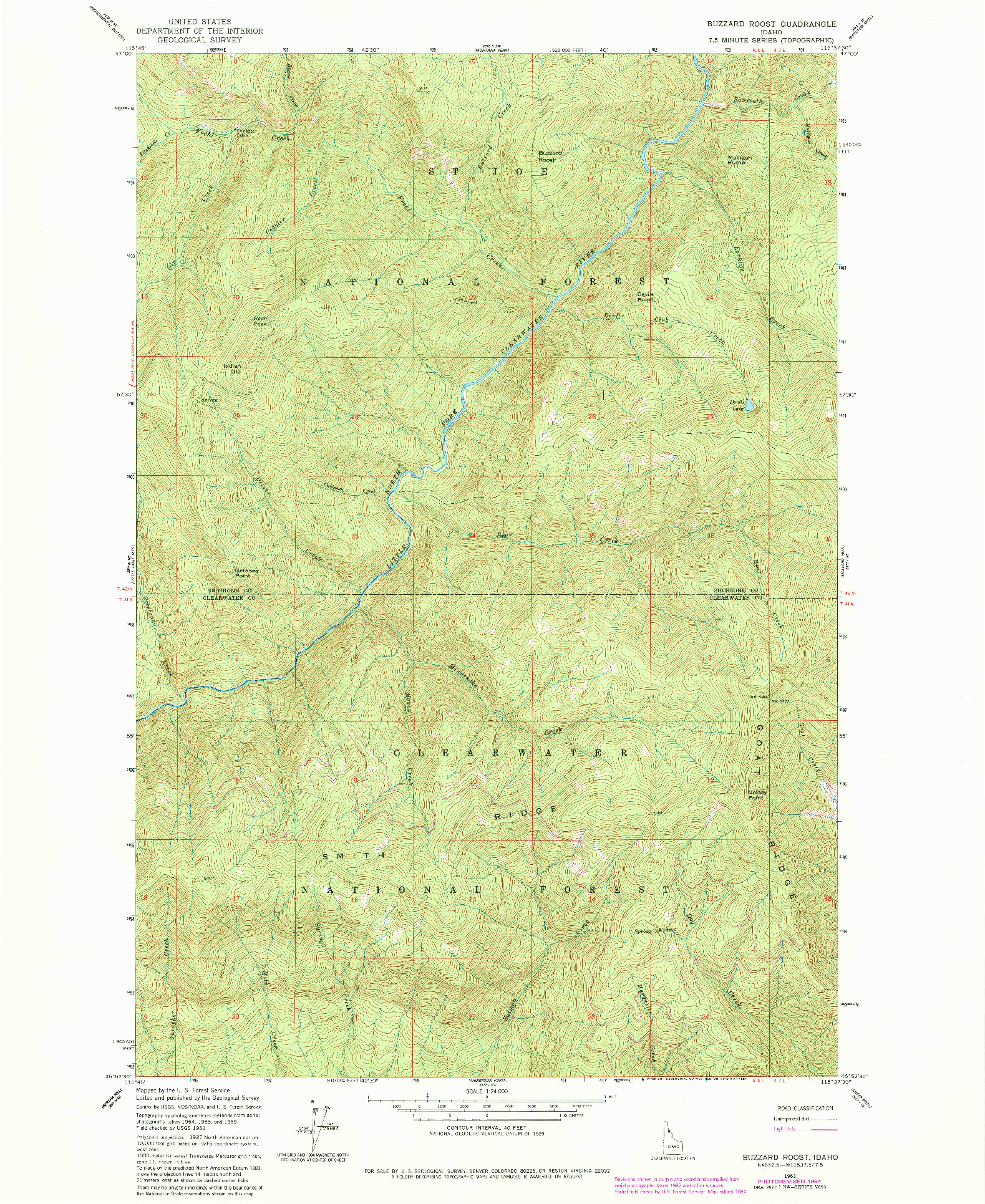 USGS 1:24000-SCALE QUADRANGLE FOR BUZZARD ROOST, ID 1963