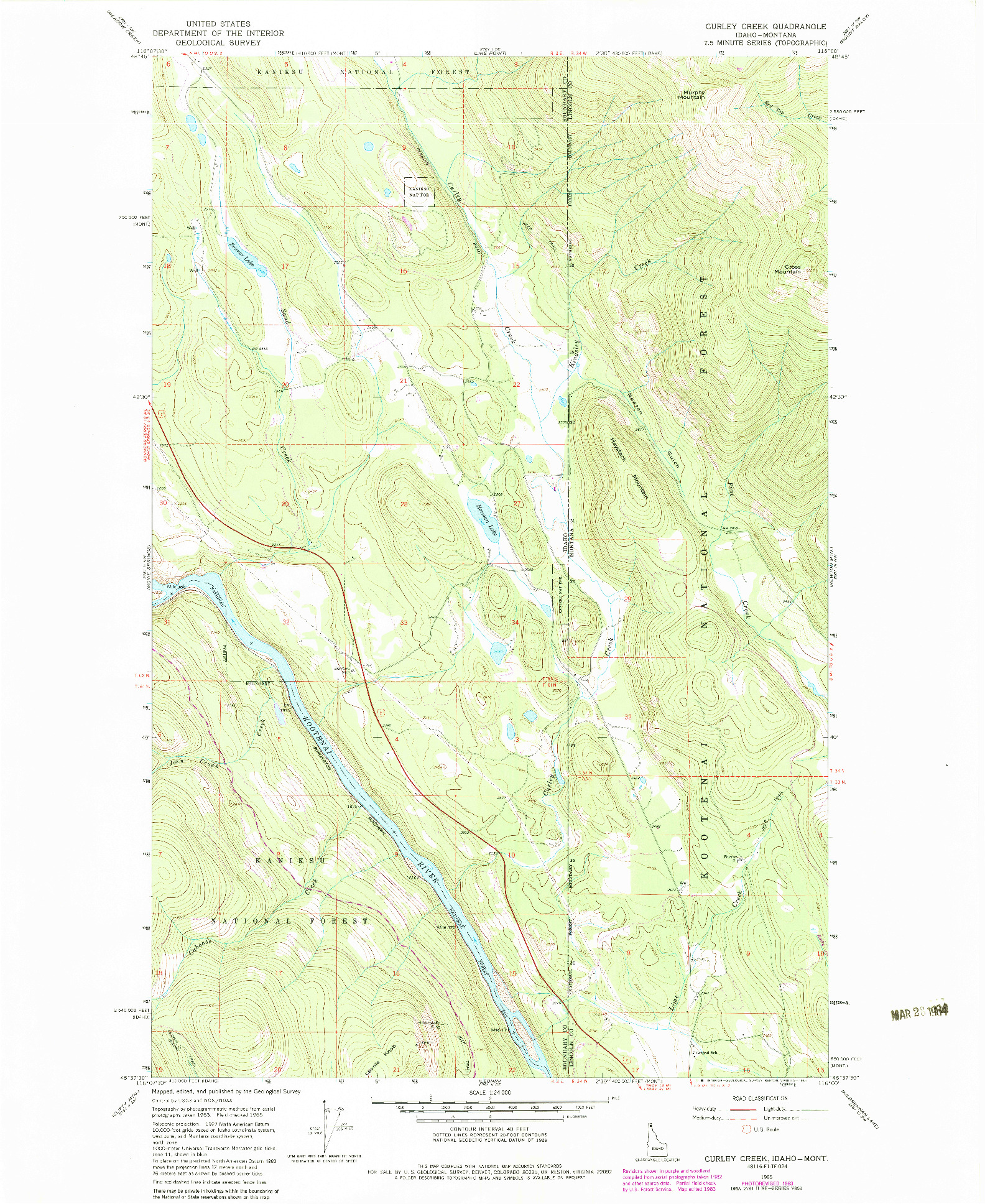 USGS 1:24000-SCALE QUADRANGLE FOR CURLEY CREEK, ID 1965