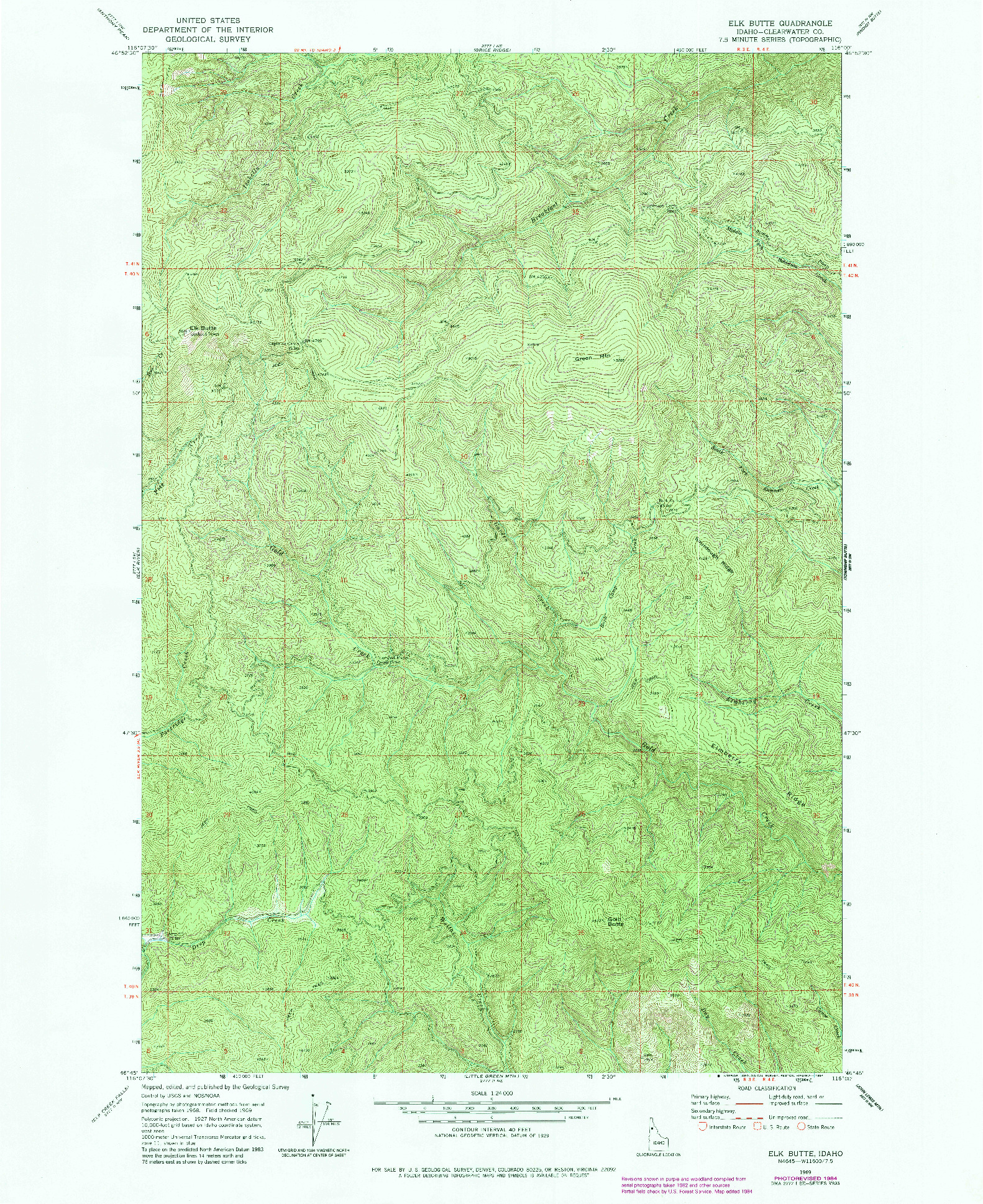 USGS 1:24000-SCALE QUADRANGLE FOR ELK BUTTE, ID 1969