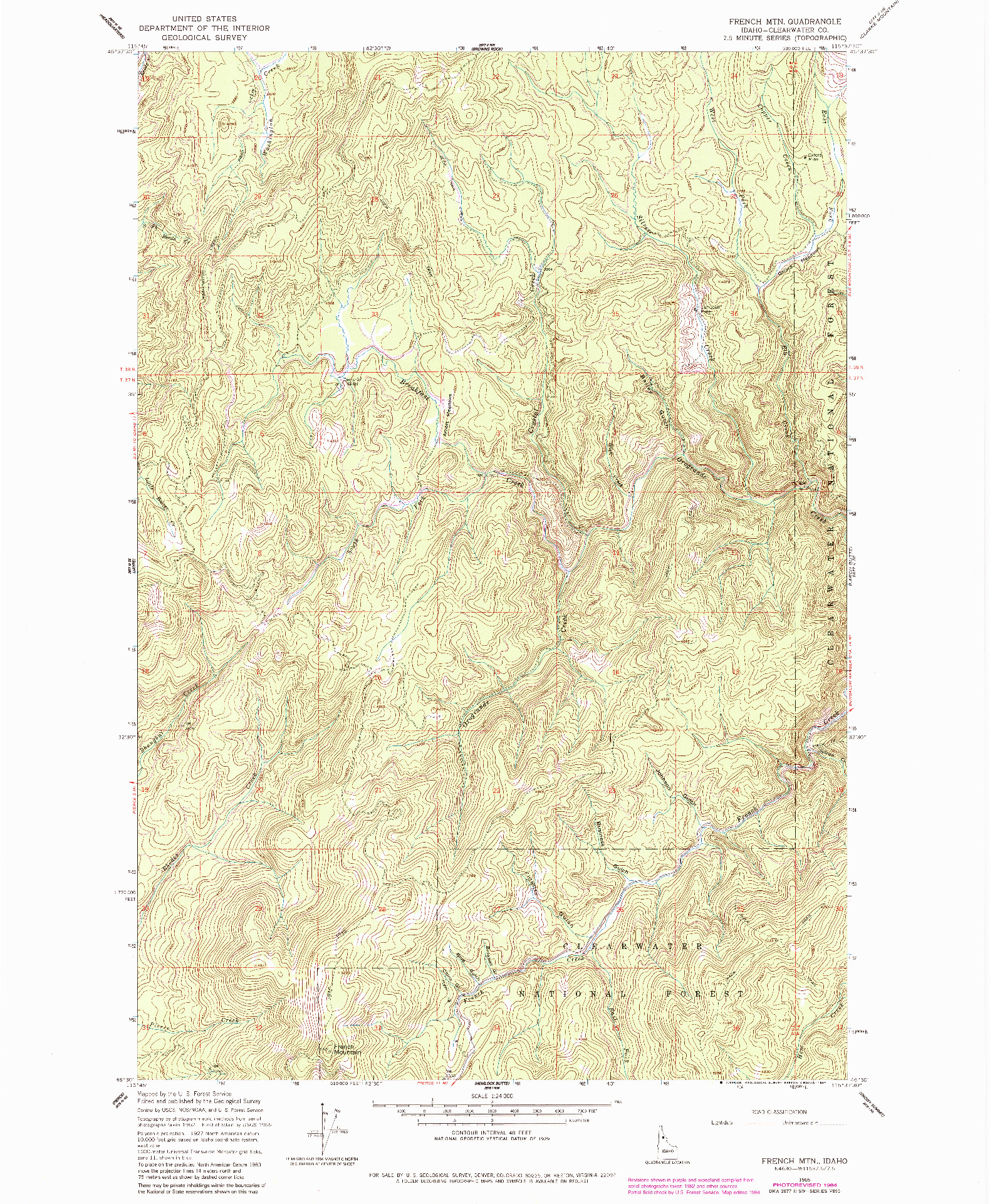 USGS 1:24000-SCALE QUADRANGLE FOR FRENCH MOUNTAIN, ID 1965