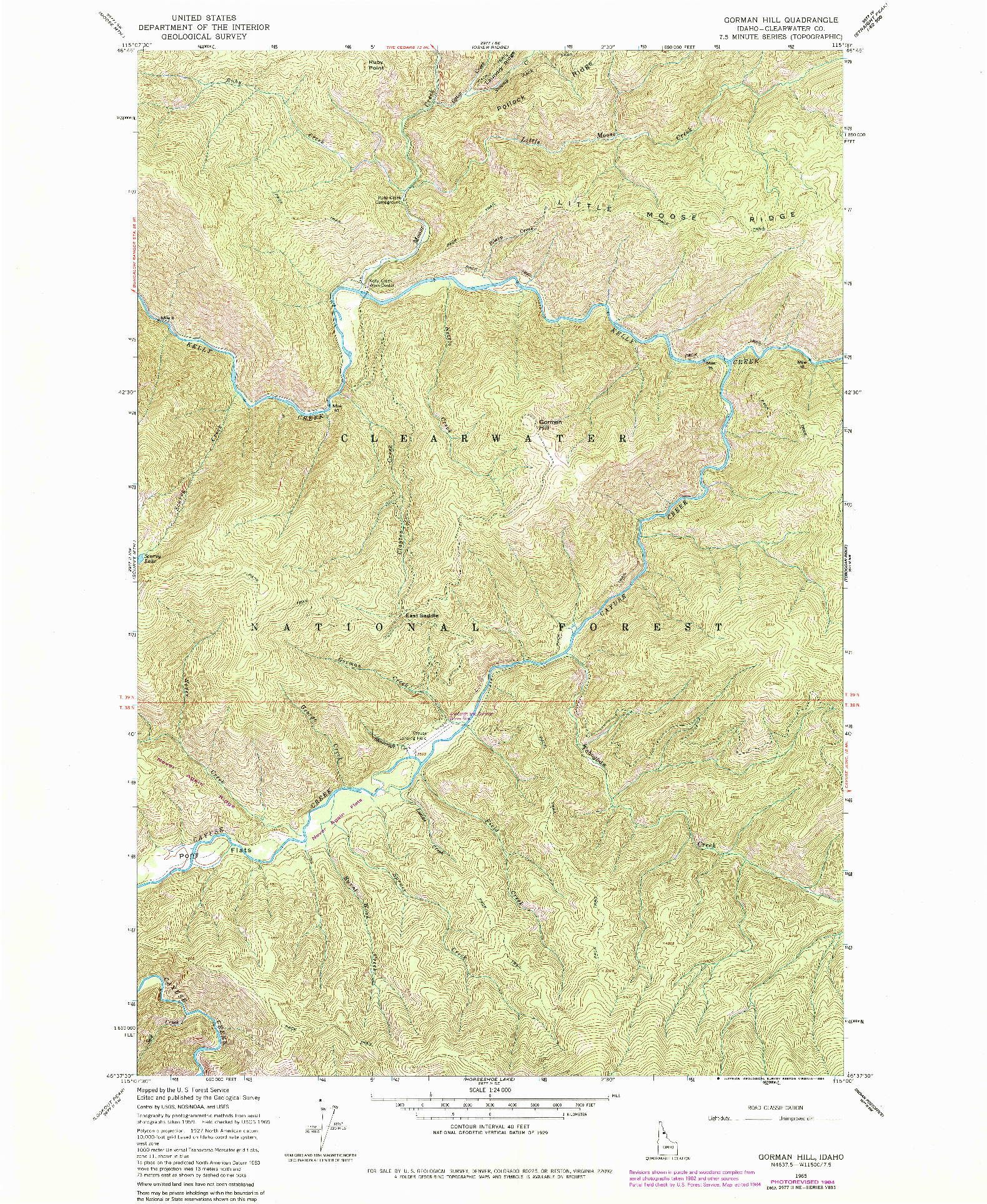 USGS 1:24000-SCALE QUADRANGLE FOR GORMAN HILL, ID 1965