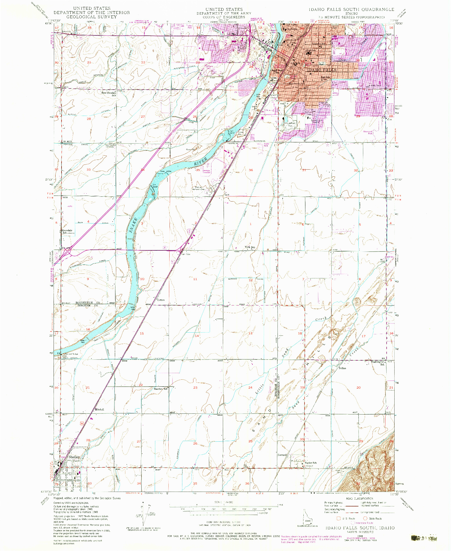 USGS 1:24000-SCALE QUADRANGLE FOR IDAHO FALLS SOUTH, ID 1948