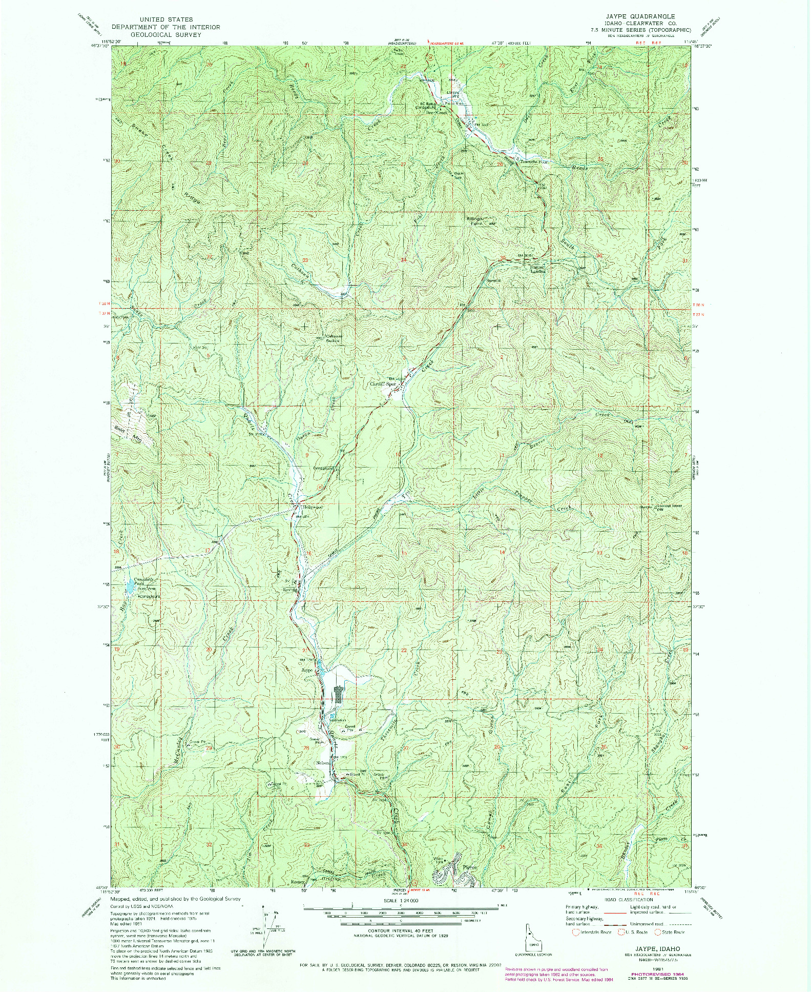 USGS 1:24000-SCALE QUADRANGLE FOR JAYPE, ID 1981