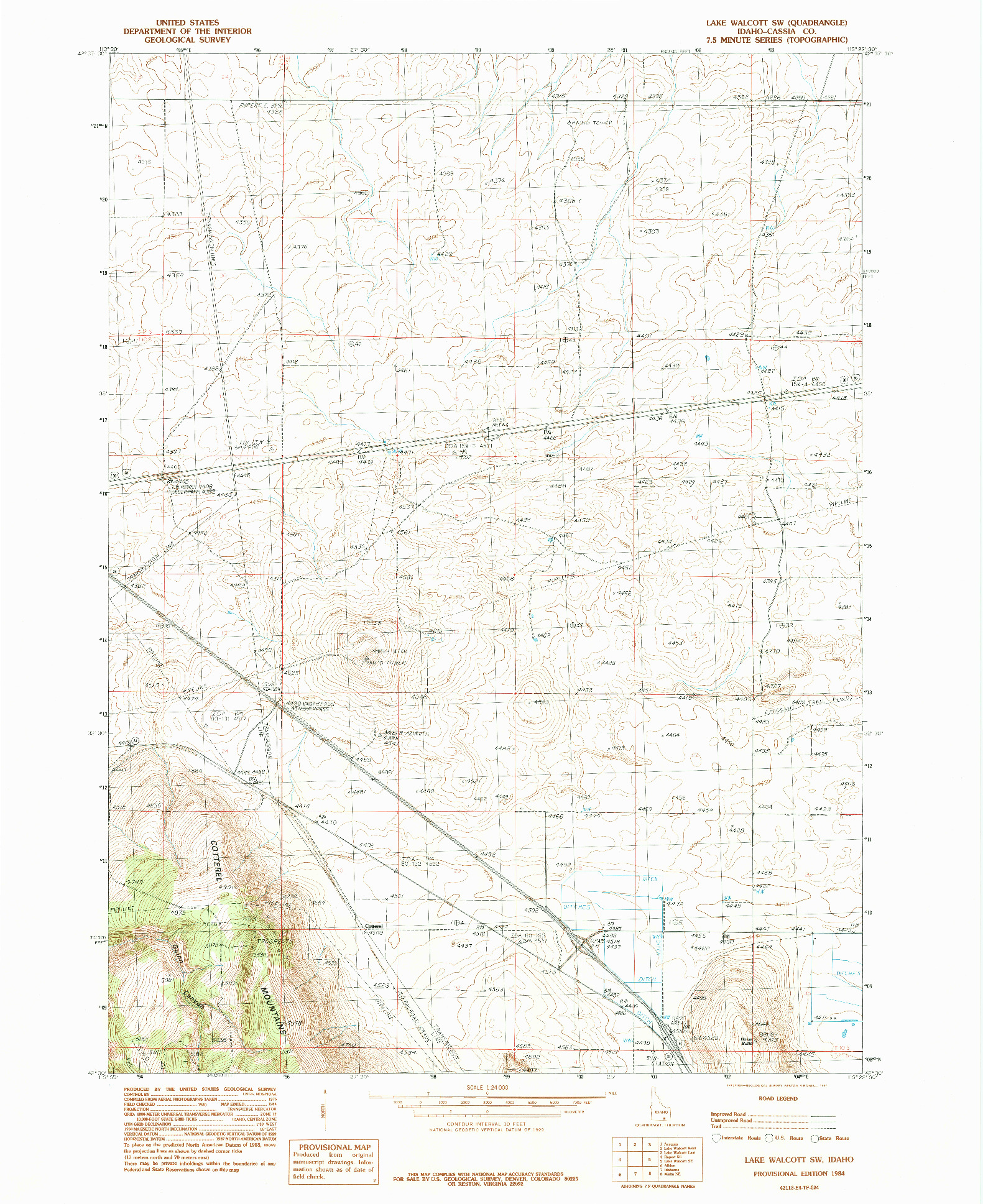USGS 1:24000-SCALE QUADRANGLE FOR LAKE WALCOTT SW, ID 1984