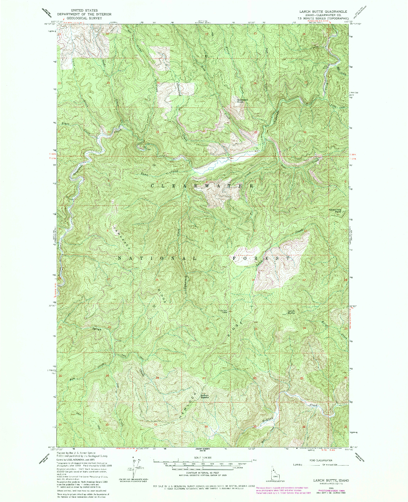 USGS 1:24000-SCALE QUADRANGLE FOR LARCH BUTTE, ID 1965