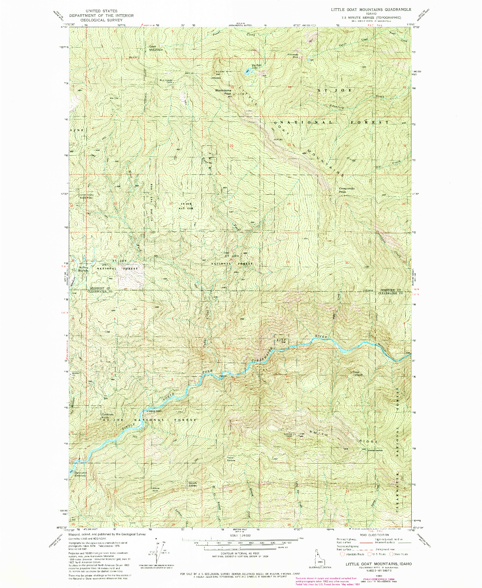 USGS 1:24000-SCALE QUADRANGLE FOR LITTLE GOAT MOUNTAINS, ID 1981