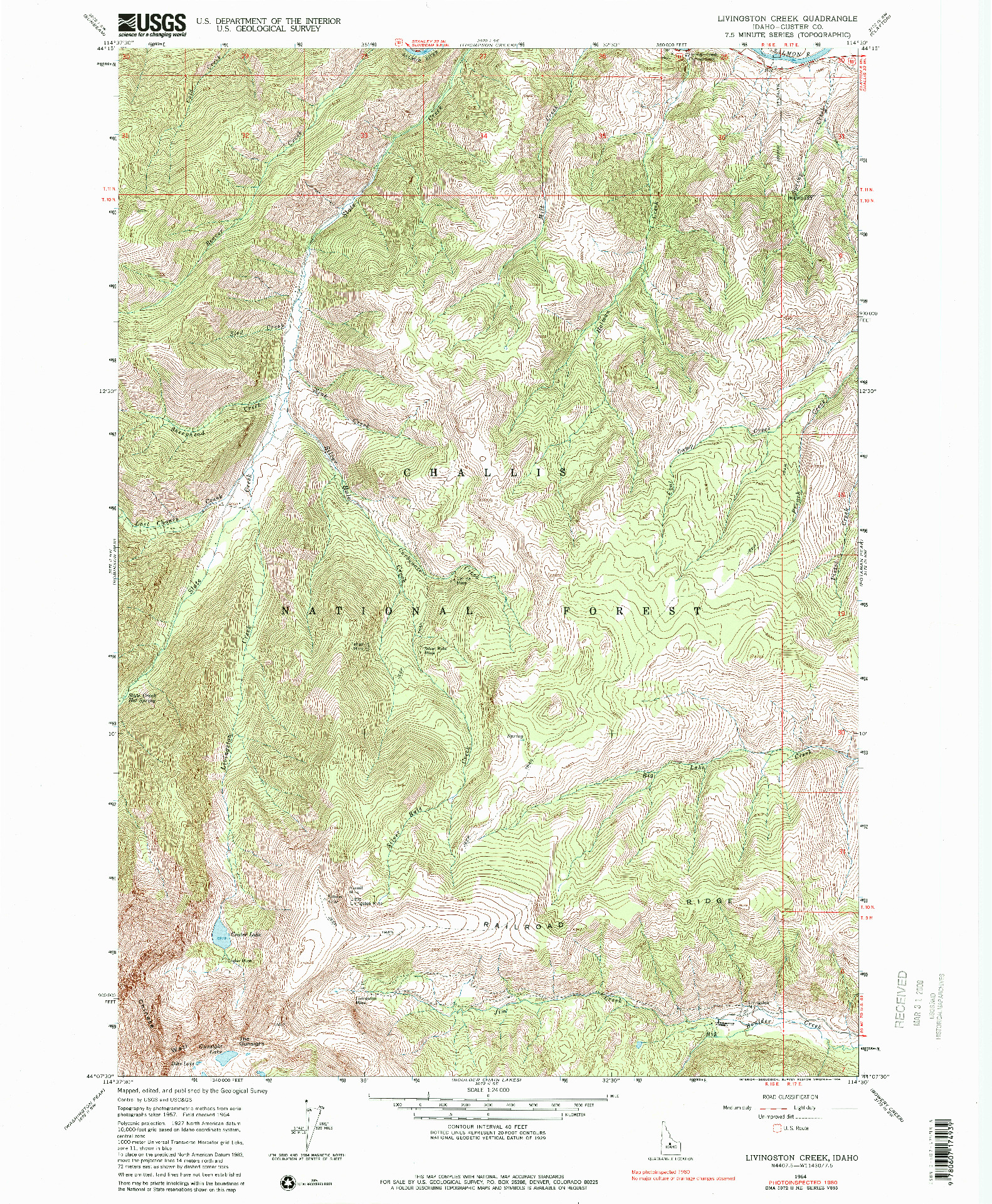 USGS 1:24000-SCALE QUADRANGLE FOR LIVINGSTON CREEK, ID 1964