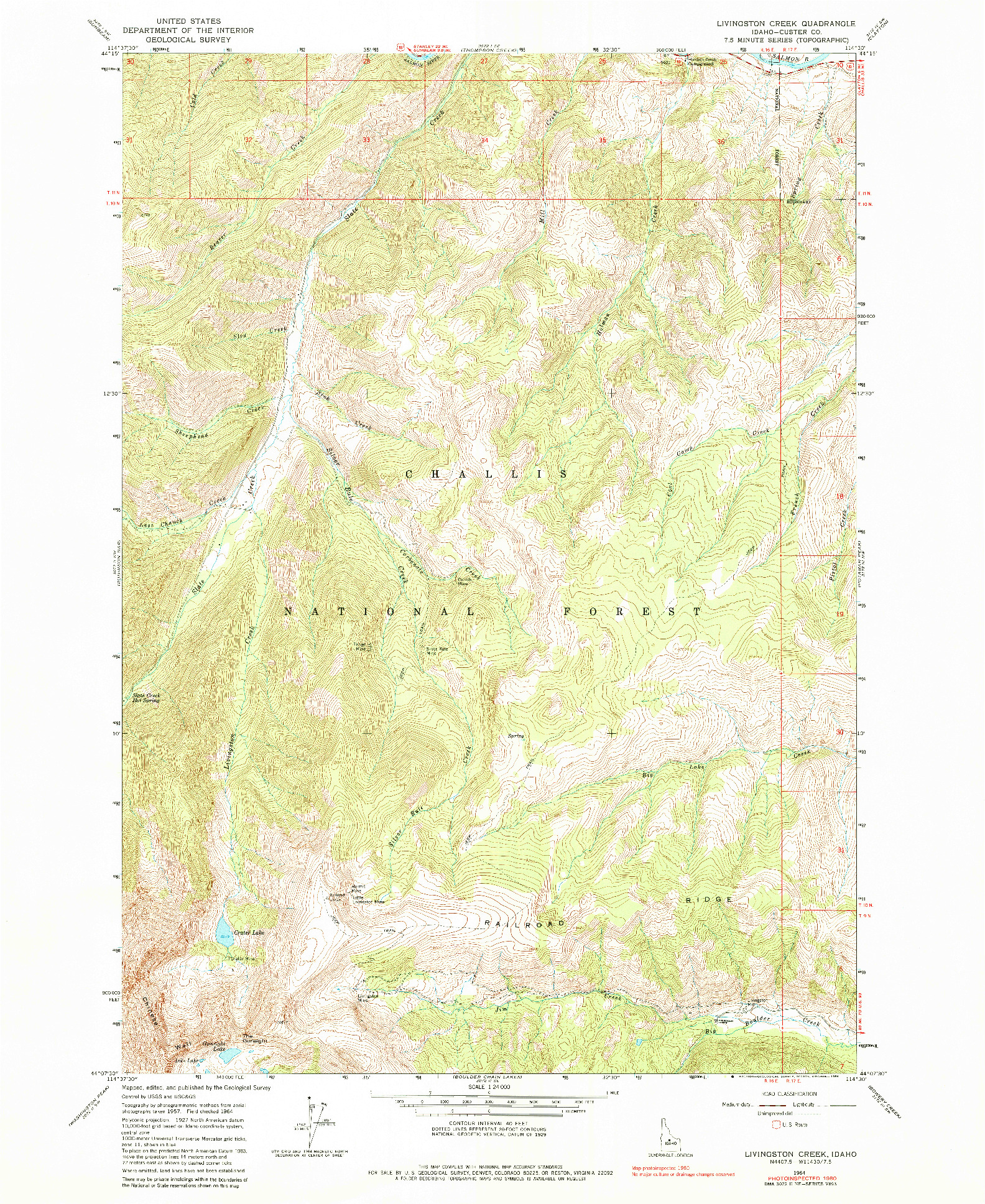 USGS 1:24000-SCALE QUADRANGLE FOR LIVINGSTON CREEK, ID 1964