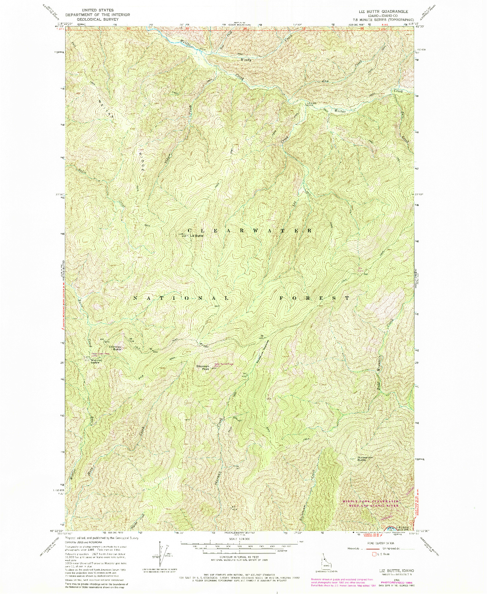 USGS 1:24000-SCALE QUADRANGLE FOR LIZ BUTTE, ID 1966