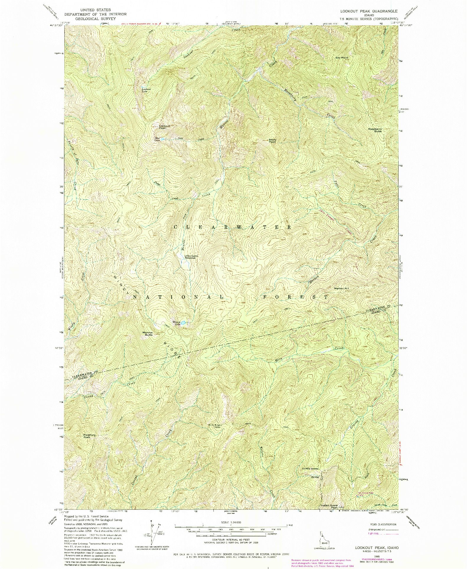 USGS 1:24000-SCALE QUADRANGLE FOR LOOKOUT PEAK, ID 1965