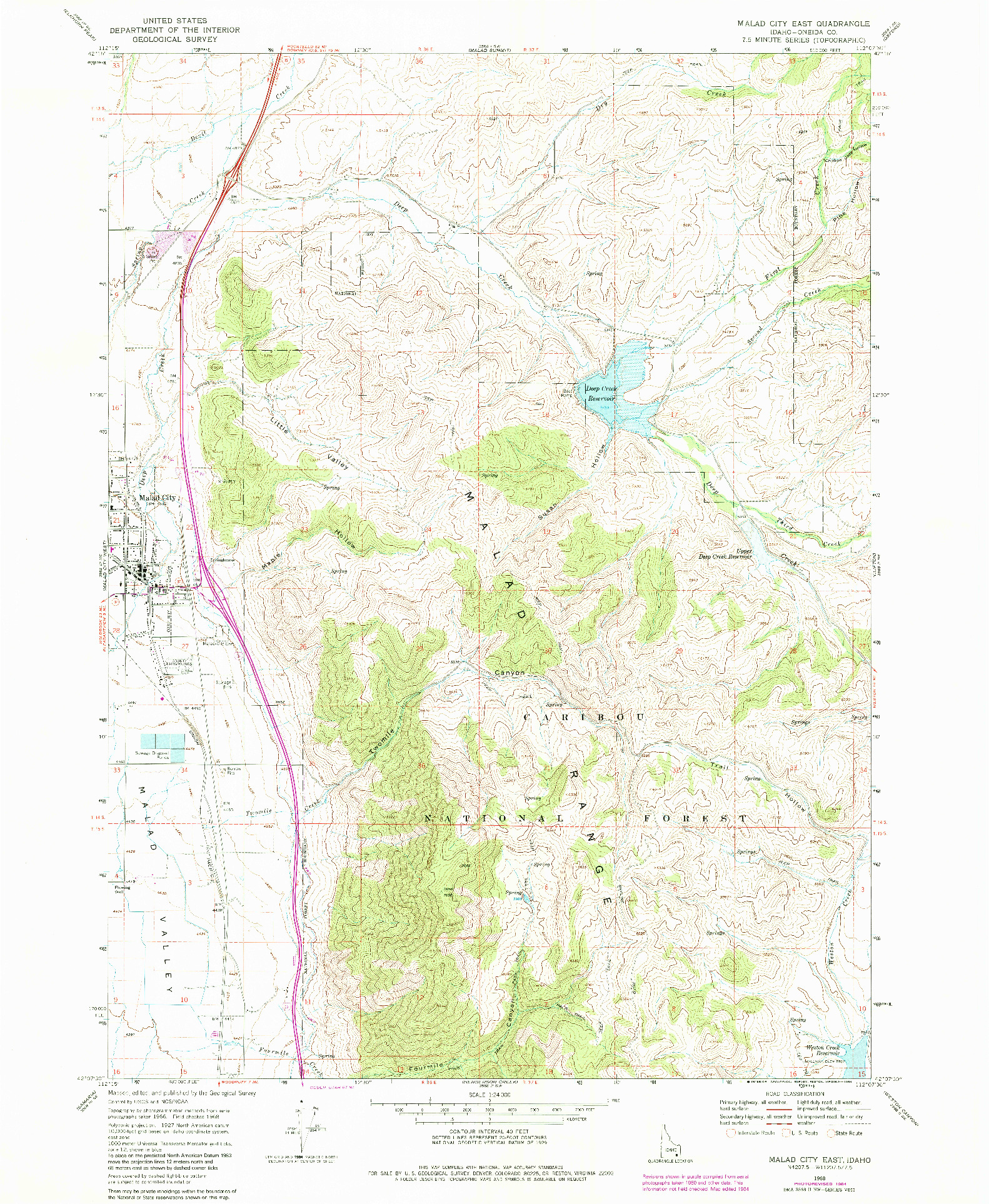 USGS 1:24000-SCALE QUADRANGLE FOR MALAD CITY EAST, ID 1968