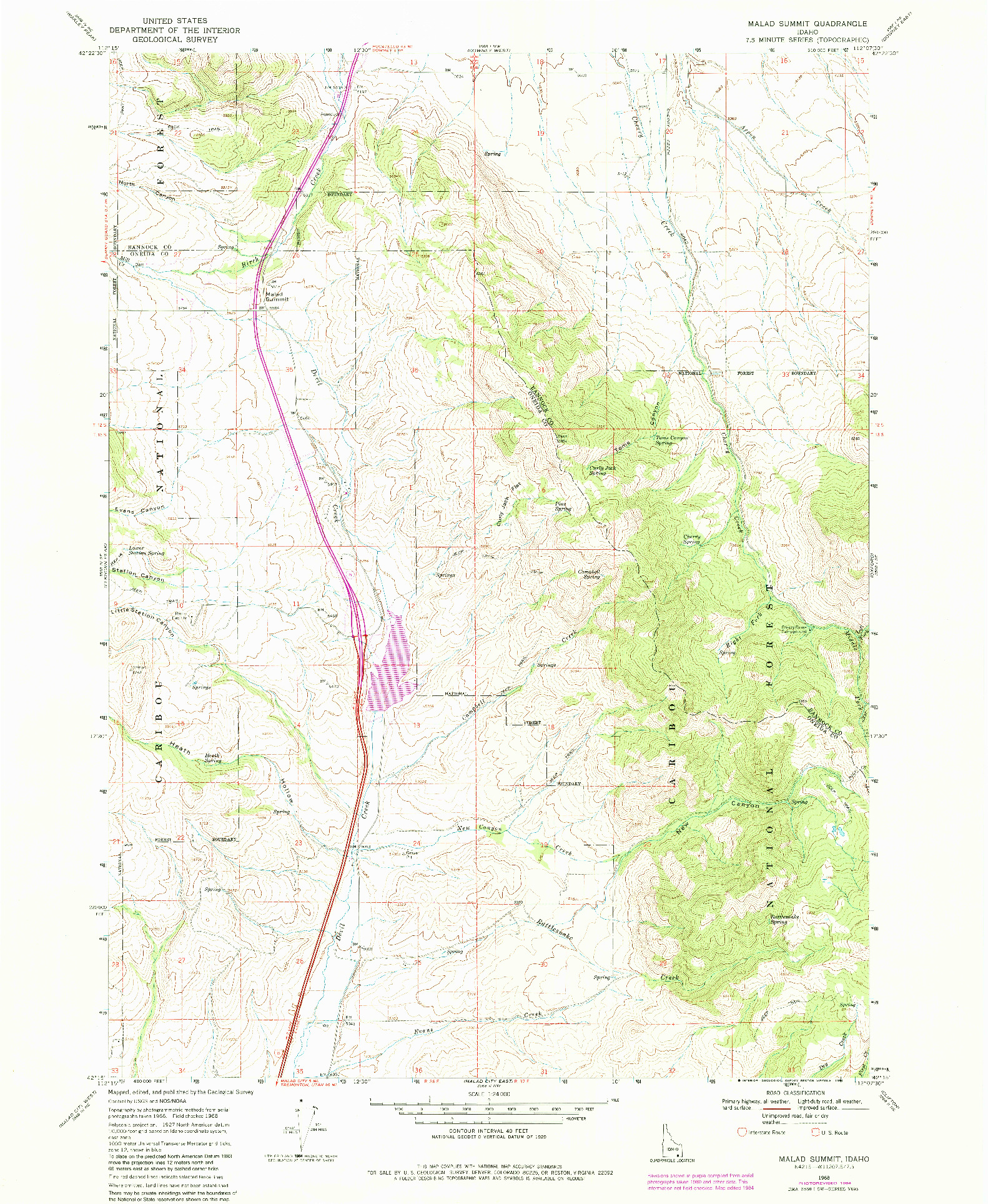 USGS 1:24000-SCALE QUADRANGLE FOR MALAD SUMMIT, ID 1968