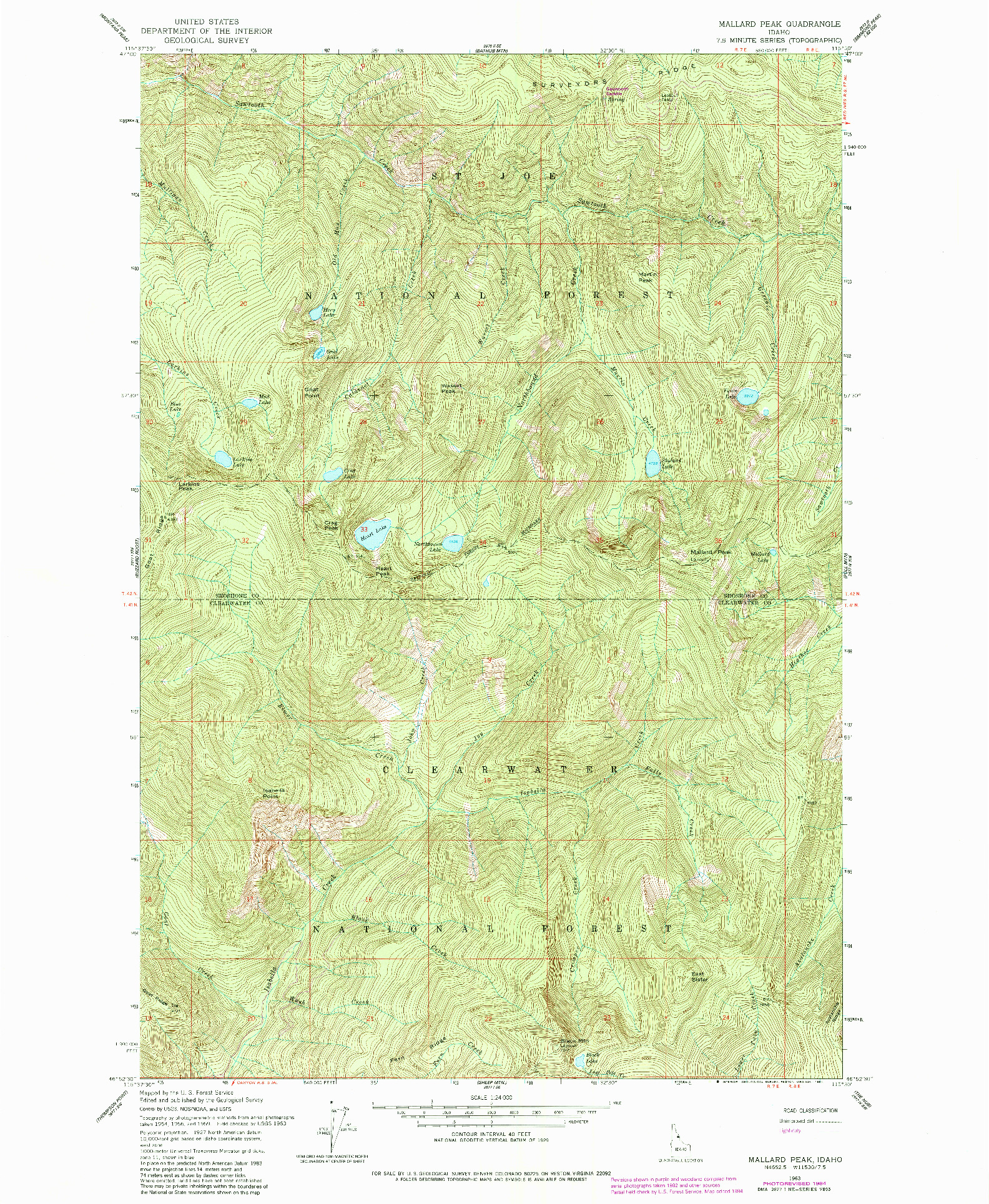 USGS 1:24000-SCALE QUADRANGLE FOR MALLARD PEAK, ID 1963