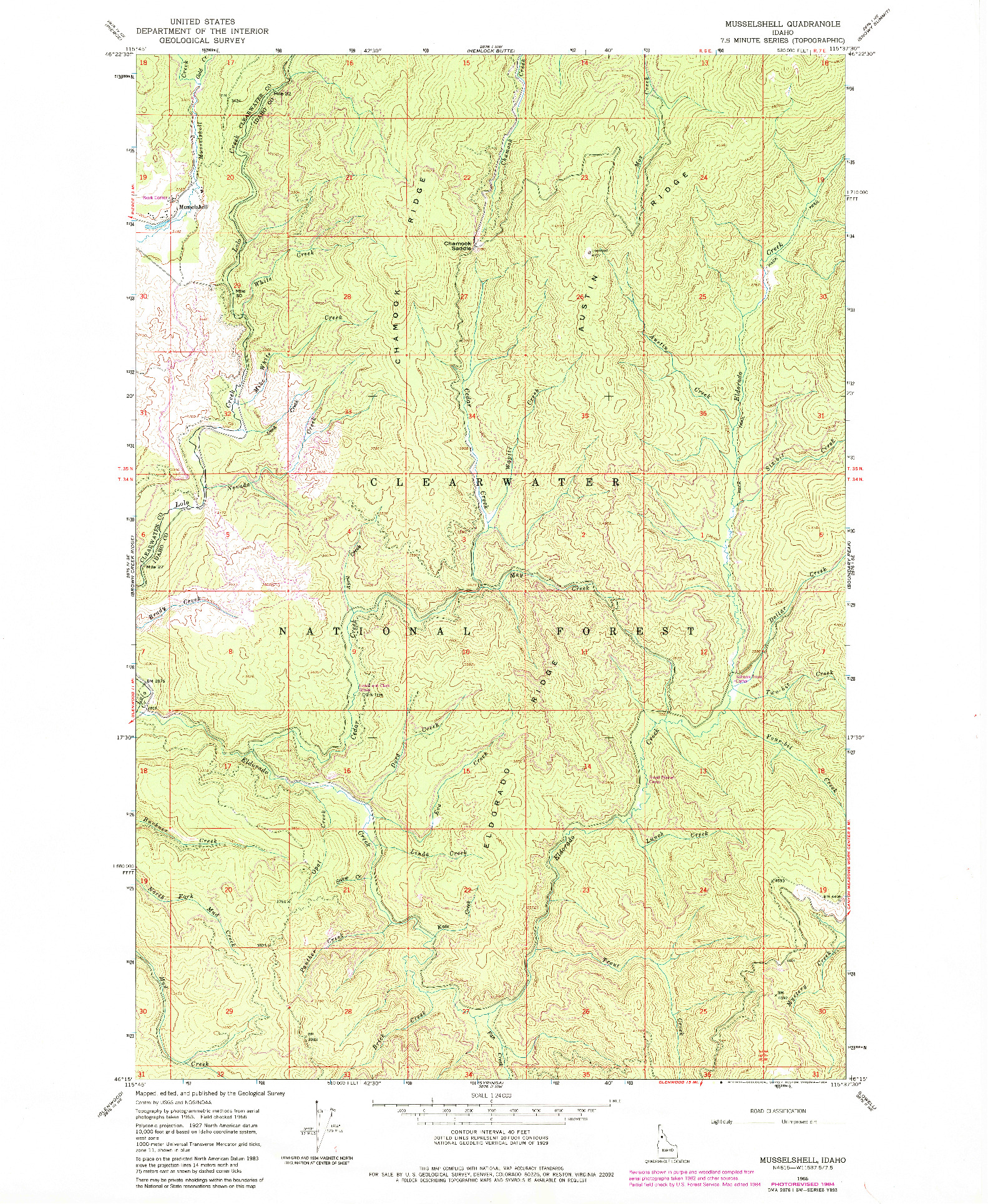 USGS 1:24000-SCALE QUADRANGLE FOR MUSSELSHELL, ID 1966