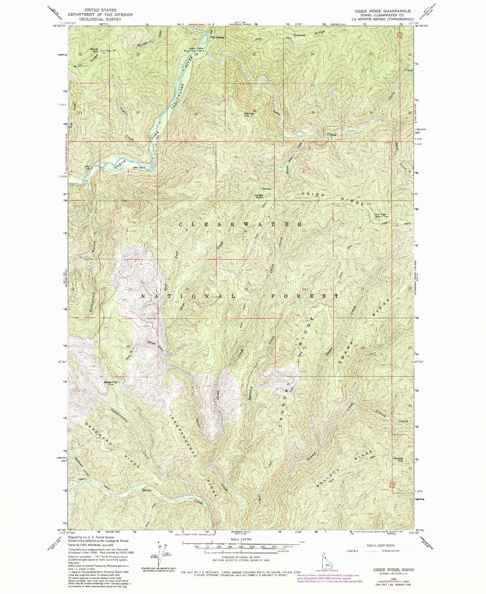 USGS 1:24000-SCALE QUADRANGLE FOR OSIER RIDGE, ID 1965