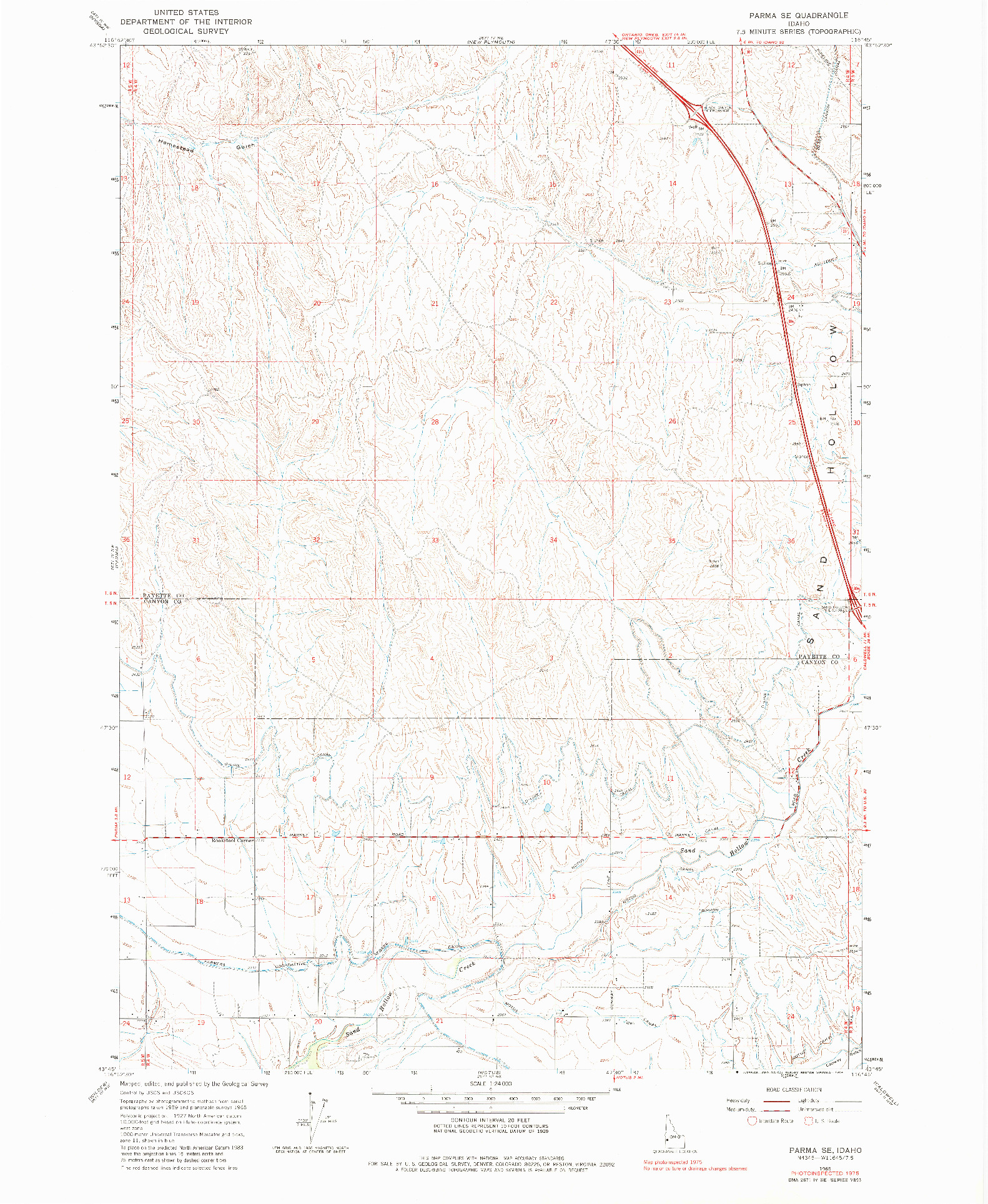 USGS 1:24000-SCALE QUADRANGLE FOR PARMA SE, ID 1965