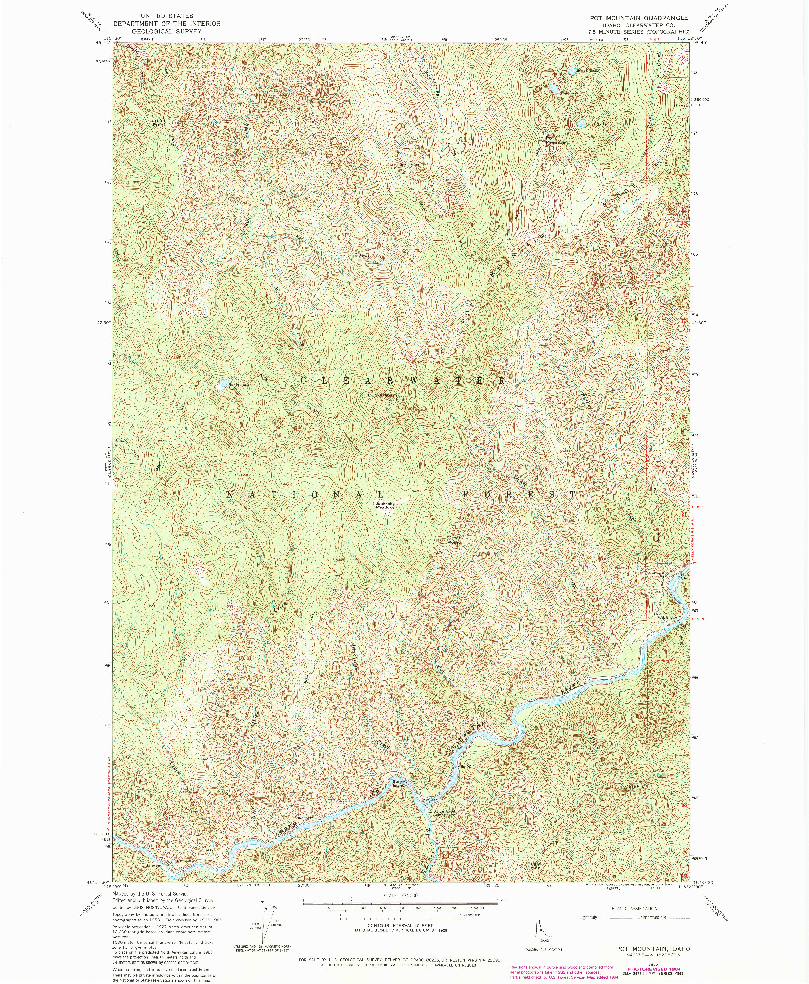 USGS 1:24000-SCALE QUADRANGLE FOR POT MOUNTAIN, ID 1965