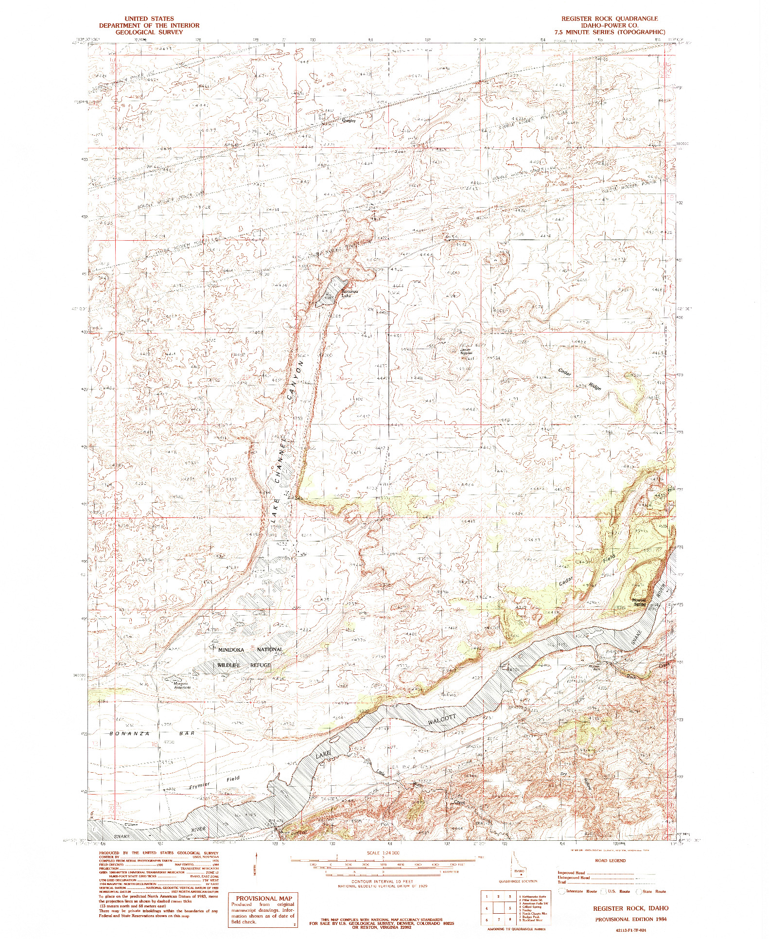USGS 1:24000-SCALE QUADRANGLE FOR REGISTER ROCK, ID 1984