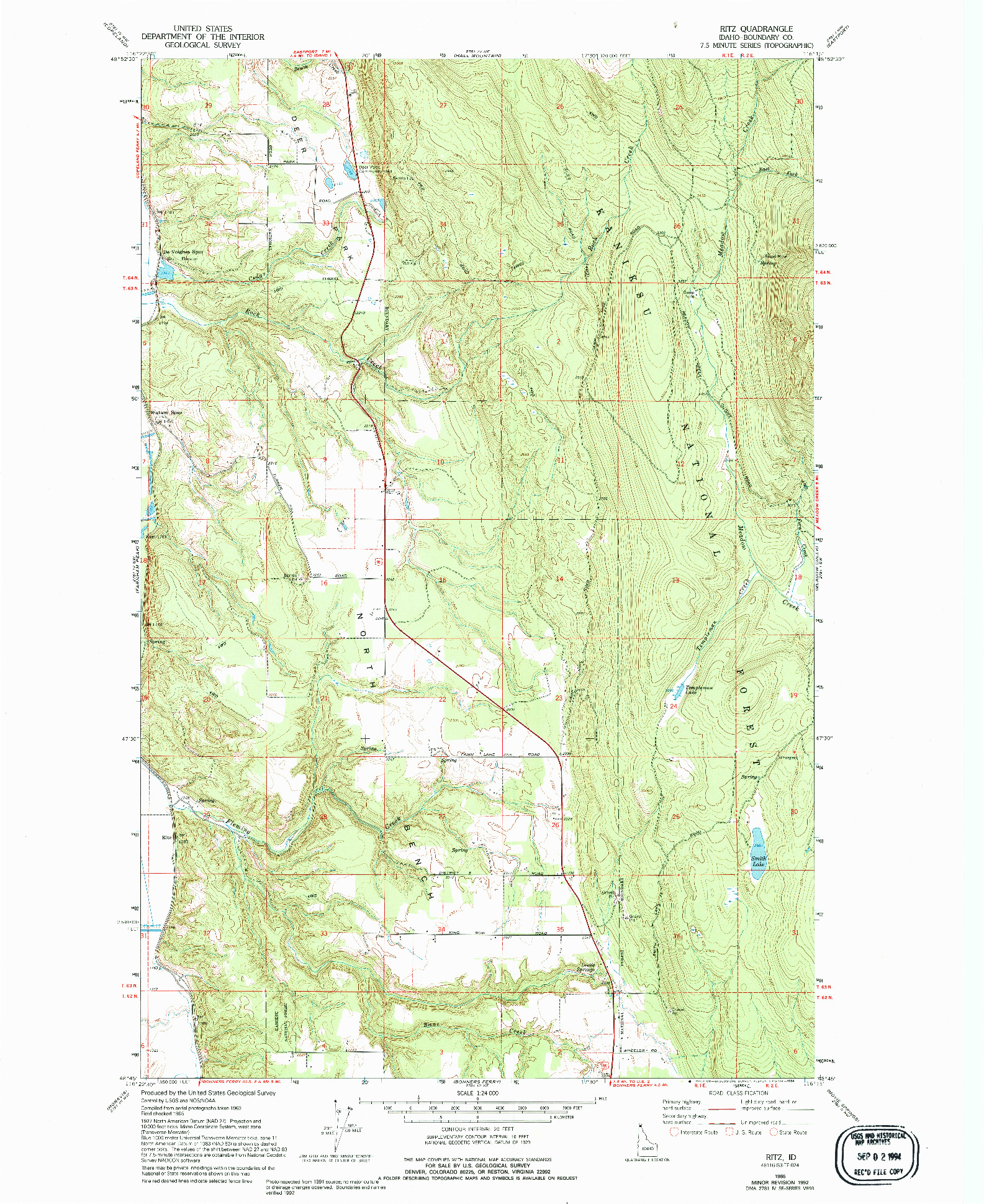 USGS 1:24000-SCALE QUADRANGLE FOR RITZ, ID 1965