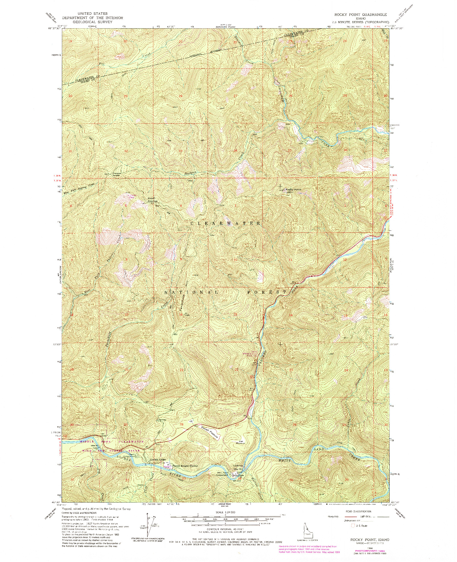 USGS 1:24000-SCALE QUADRANGLE FOR ROCKY POINT, ID 1964