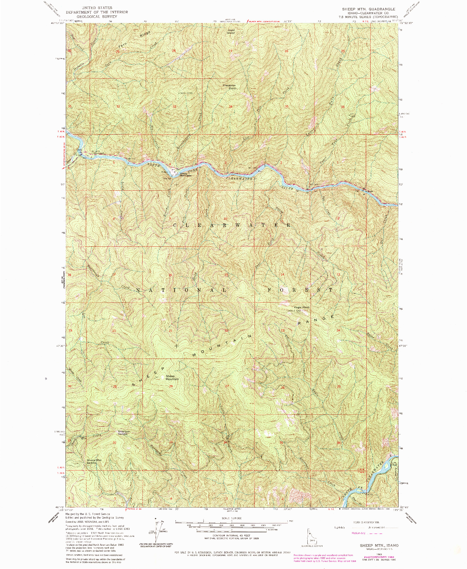 USGS 1:24000-SCALE QUADRANGLE FOR SHEEP MTN, ID 1963