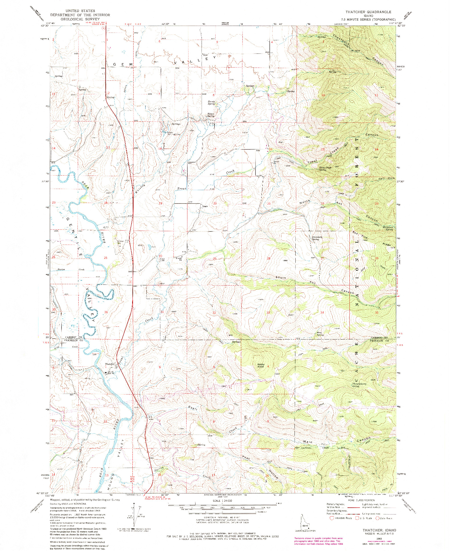 USGS 1:24000-SCALE QUADRANGLE FOR THATCHER, ID 1969