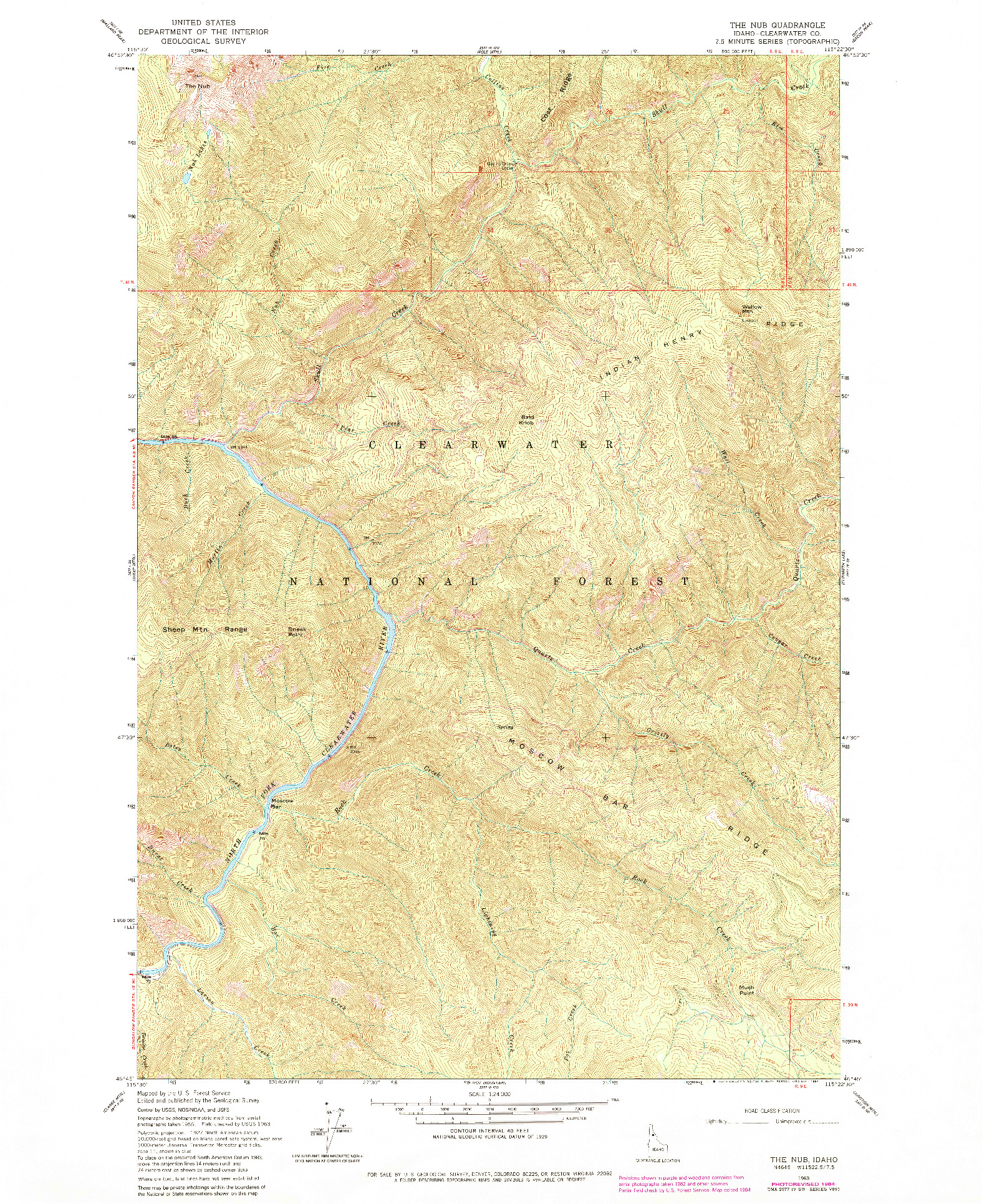 USGS 1:24000-SCALE QUADRANGLE FOR THE NUB, ID 1963