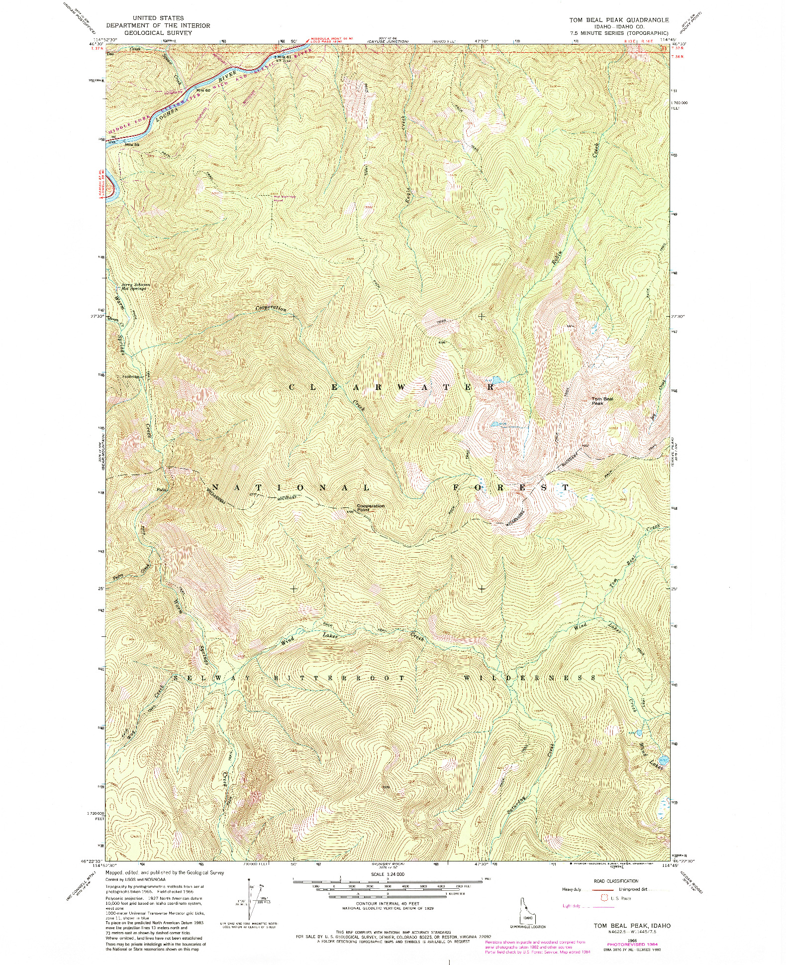 USGS 1:24000-SCALE QUADRANGLE FOR TOM BEAL PEAK, ID 1966