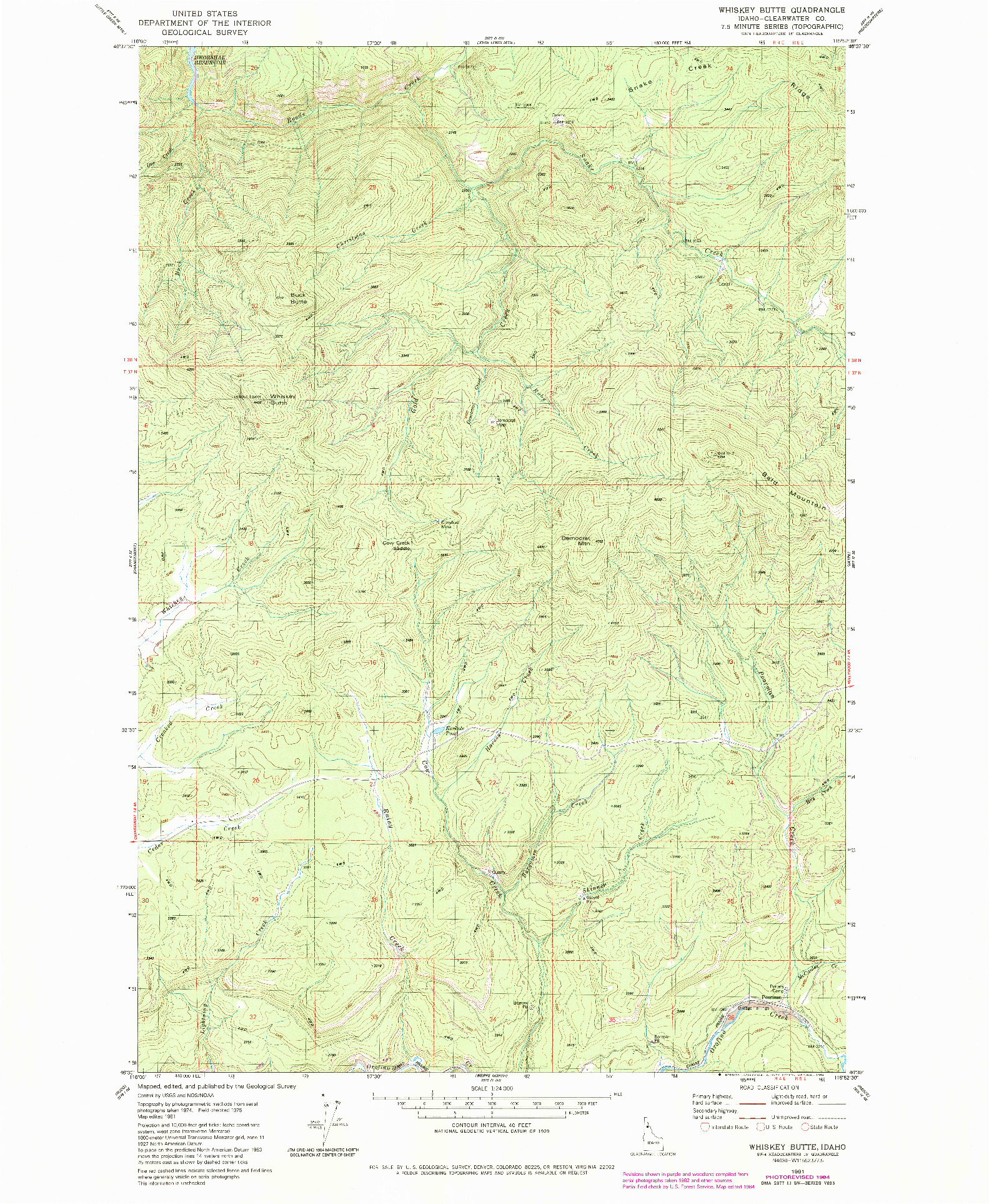 USGS 1:24000-SCALE QUADRANGLE FOR WHISKEY BUTTE, ID 1981