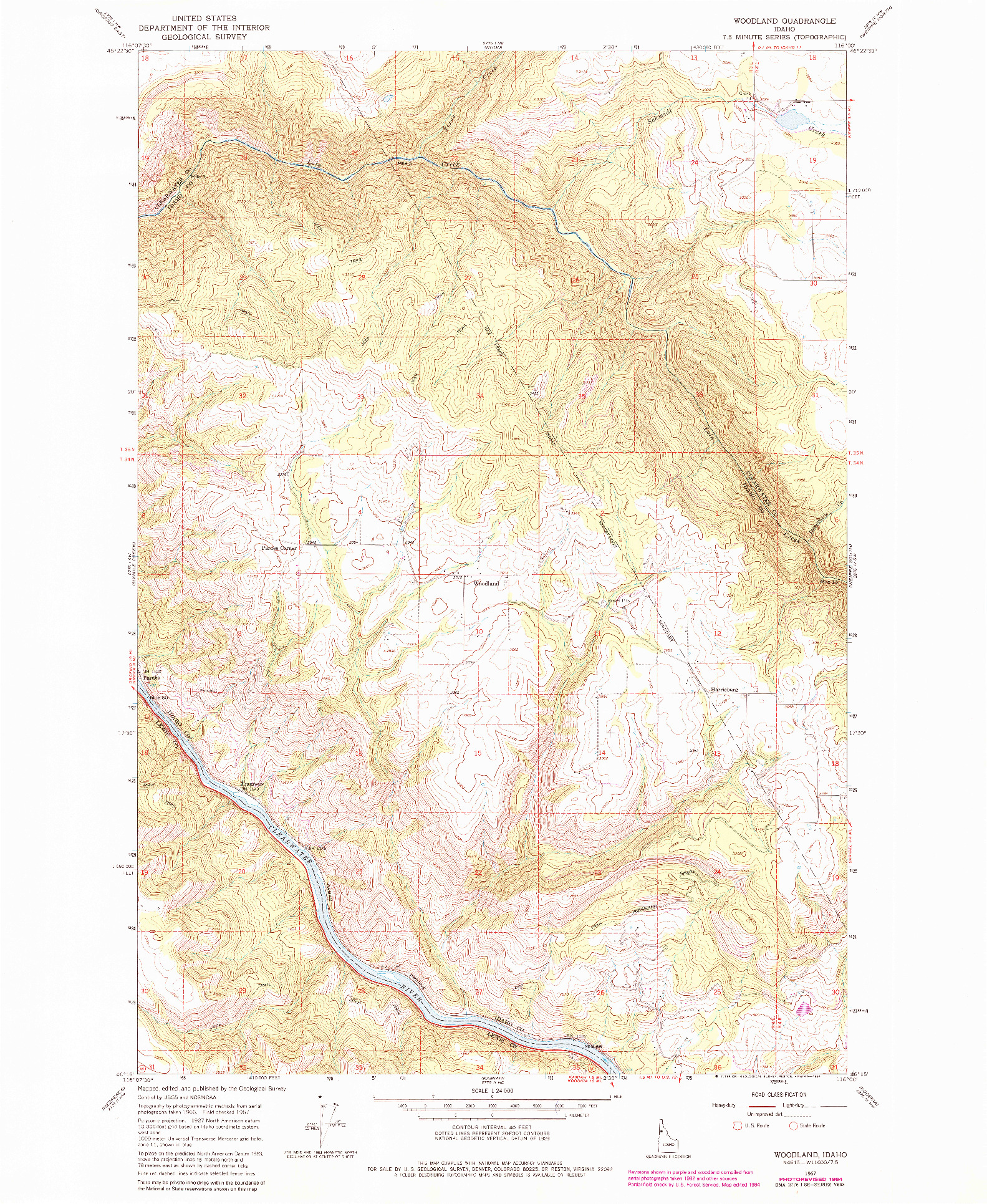 USGS 1:24000-SCALE QUADRANGLE FOR WOODLAND, ID 1967