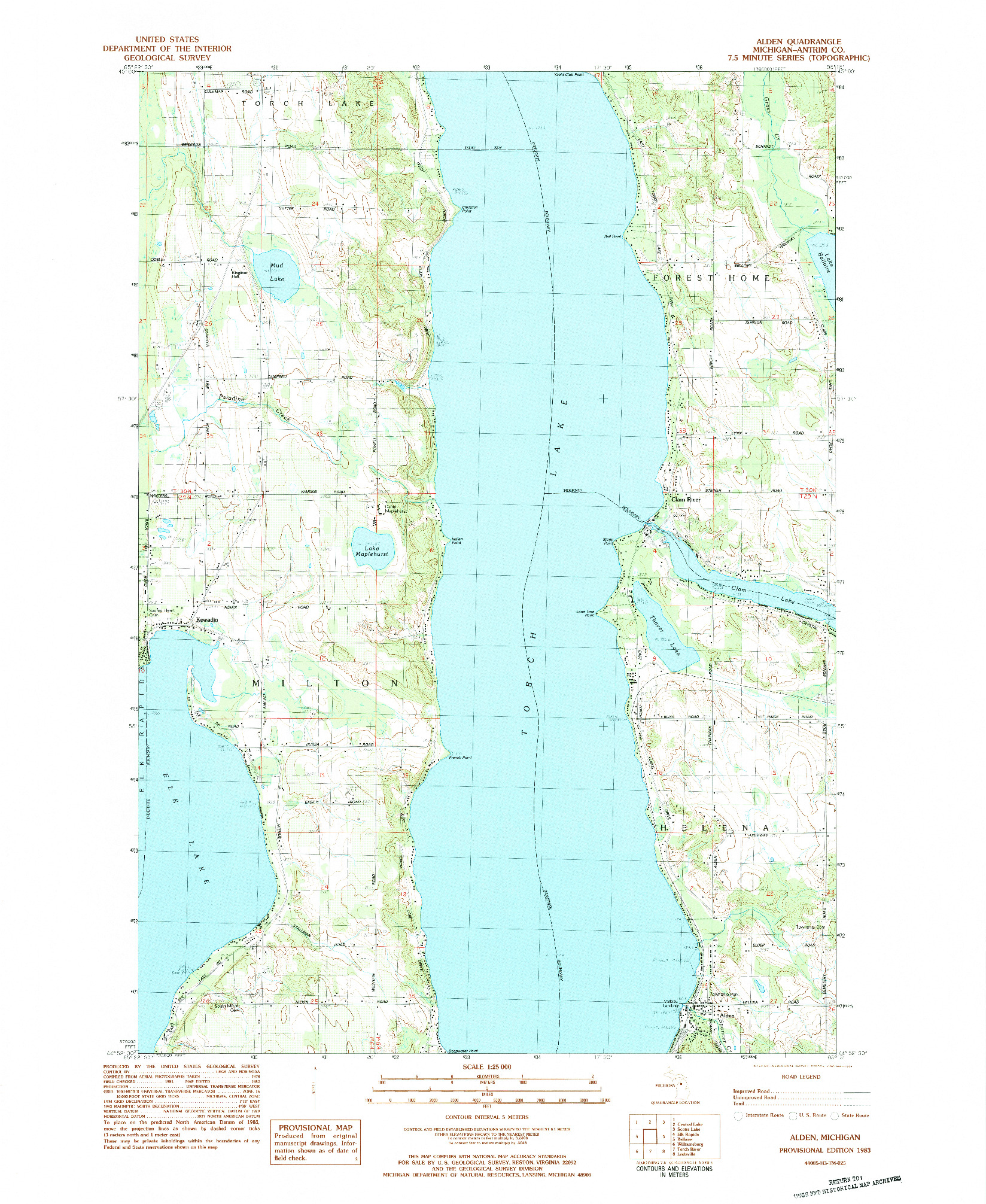 USGS 1:24000-SCALE QUADRANGLE FOR ALDEN, MI 1983