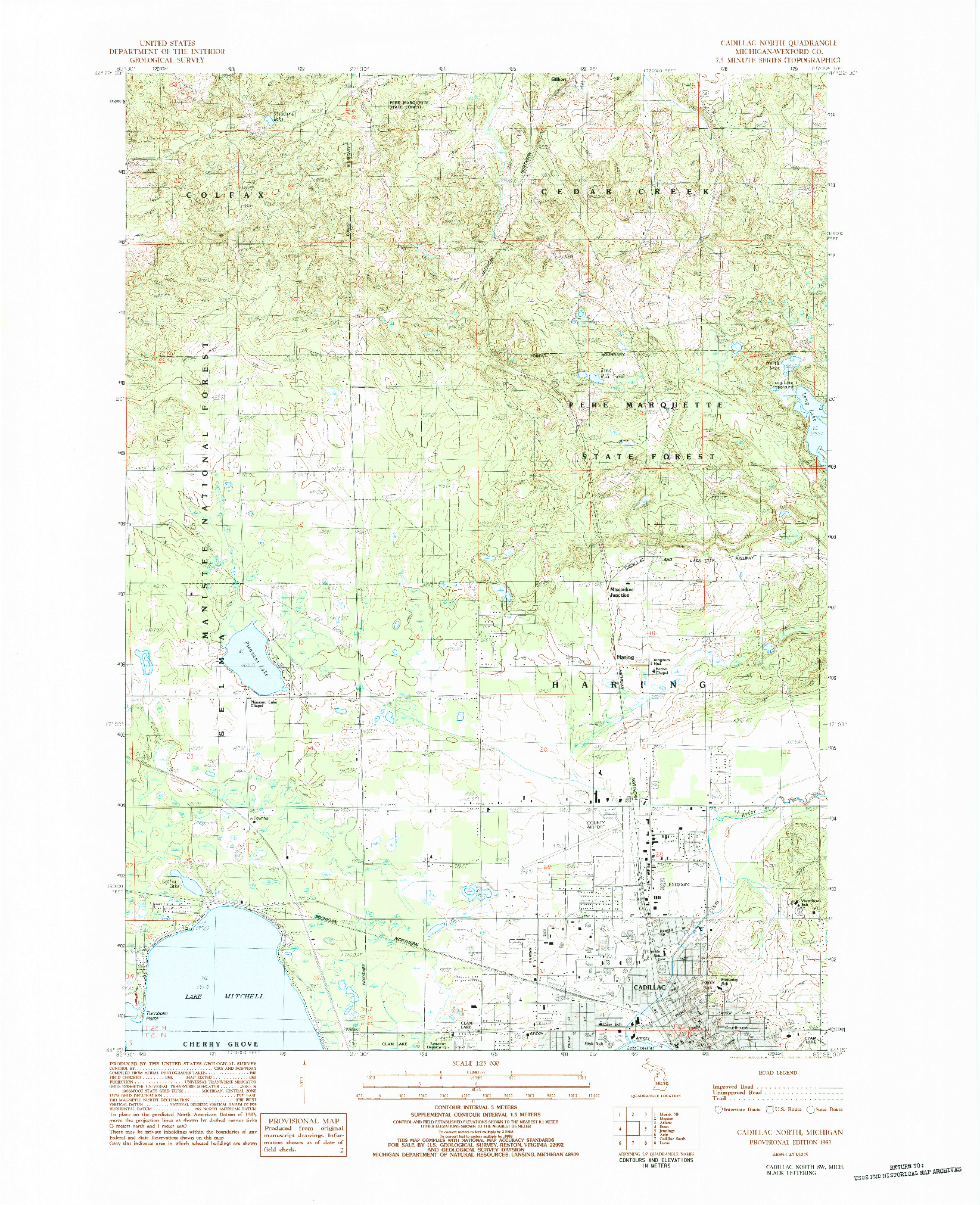 USGS 1:24000-SCALE QUADRANGLE FOR CADILLAC NORTH, MI 1983