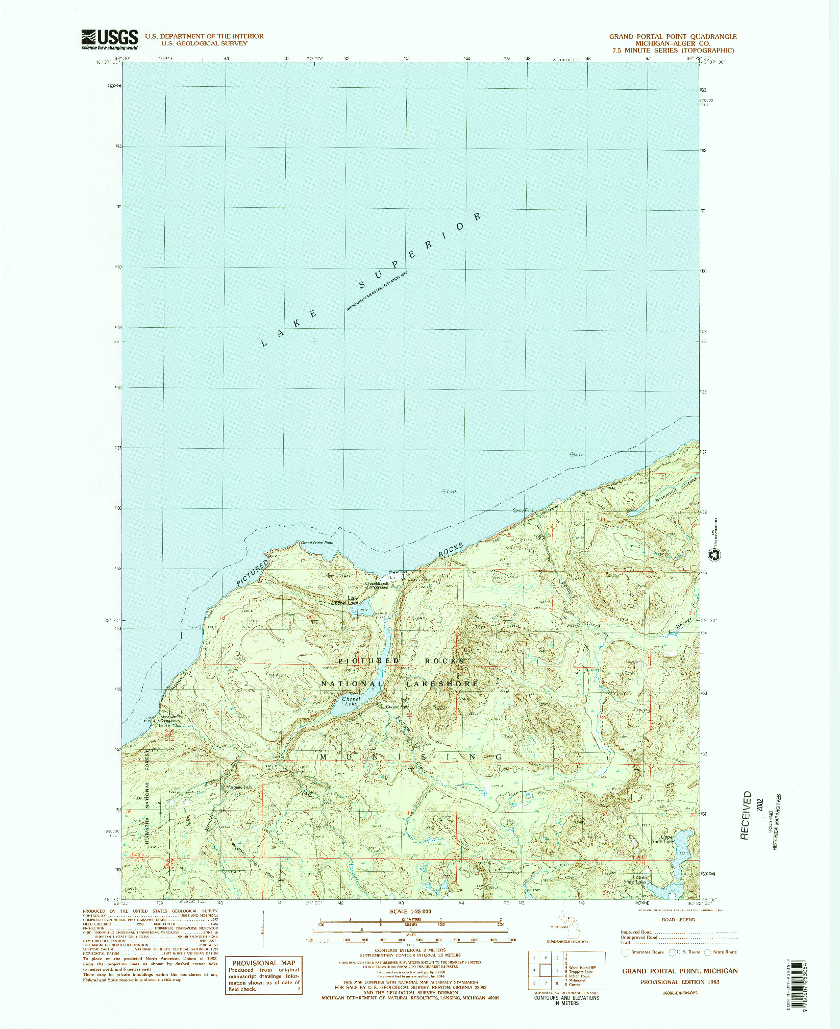 USGS 1:24000-SCALE QUADRANGLE FOR GRAND PORTAL POINT, MI 1983