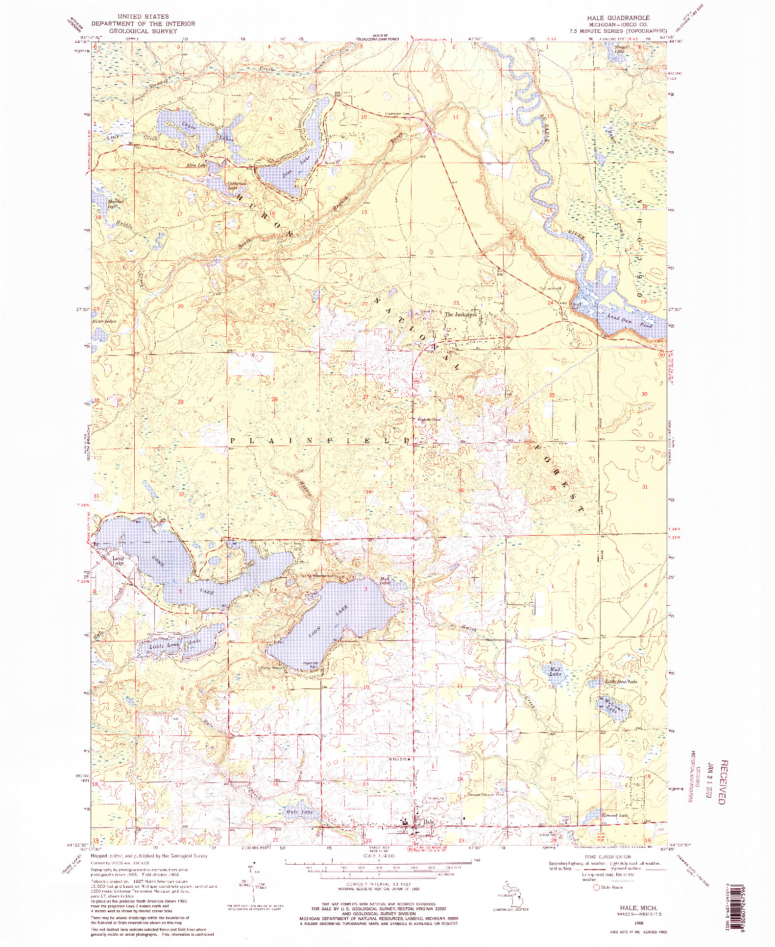 USGS 1:24000-SCALE QUADRANGLE FOR HALE, MI 1968