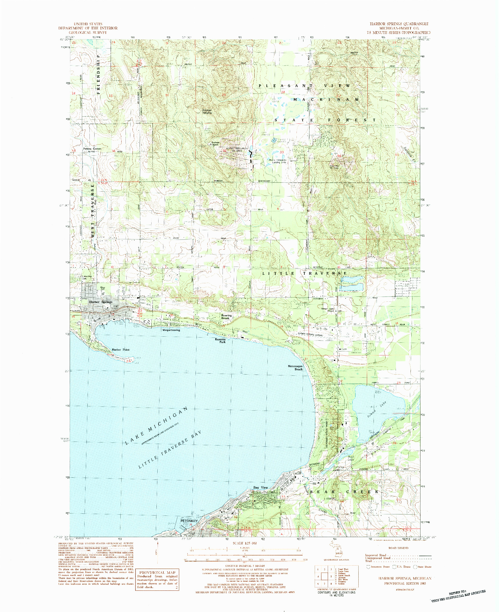 USGS 1:24000-SCALE QUADRANGLE FOR HARBOR SPRINGS, MI 1983