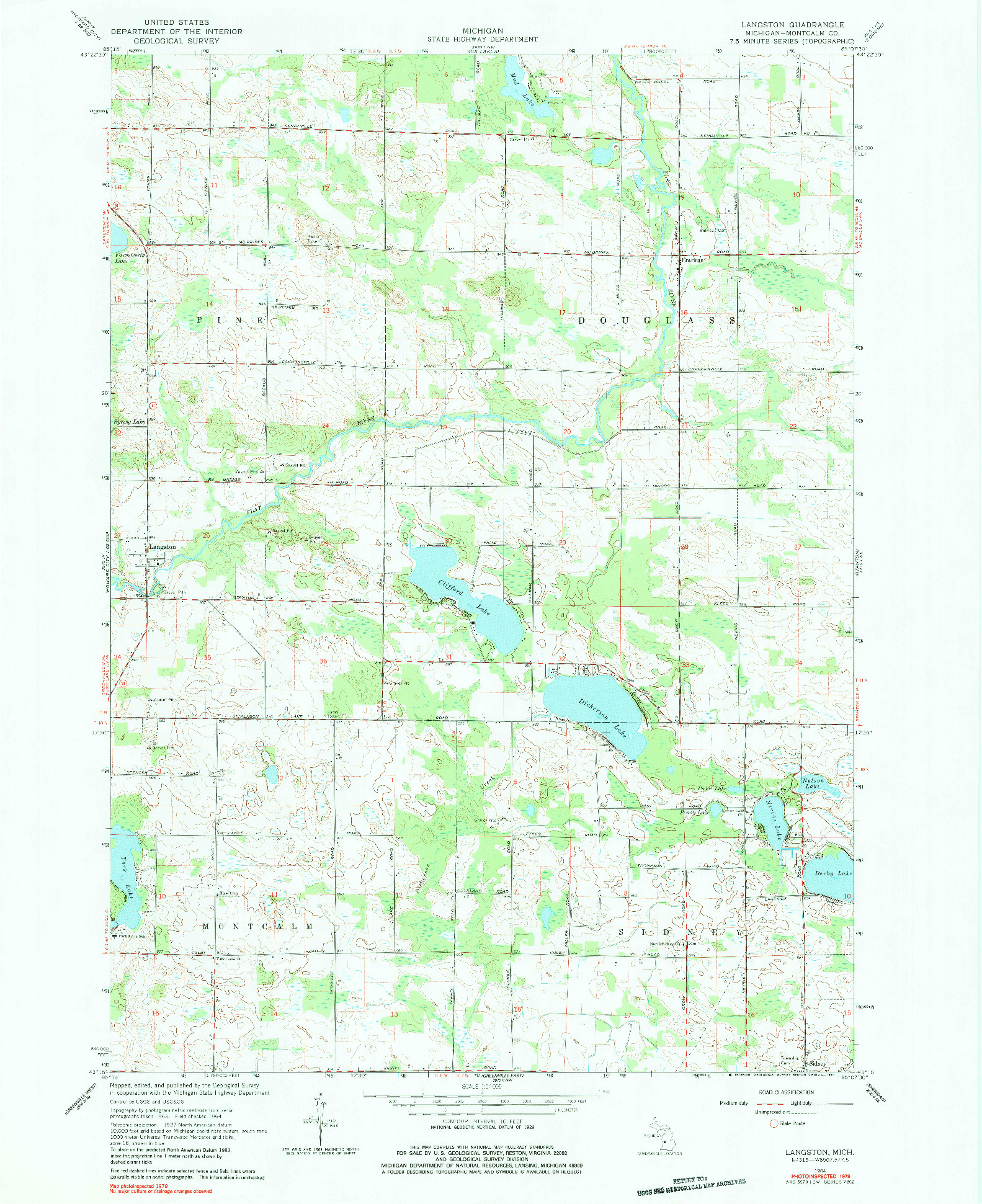 USGS 1:24000-SCALE QUADRANGLE FOR LANGSTON, MI 1964