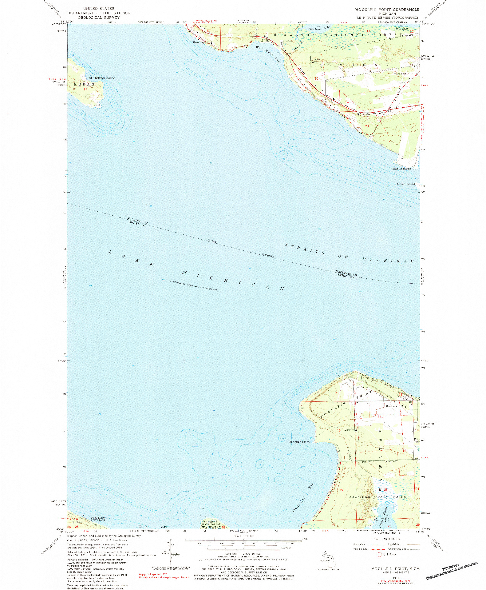 USGS 1:24000-SCALE QUADRANGLE FOR MCGULPIN POINT, MI 1964