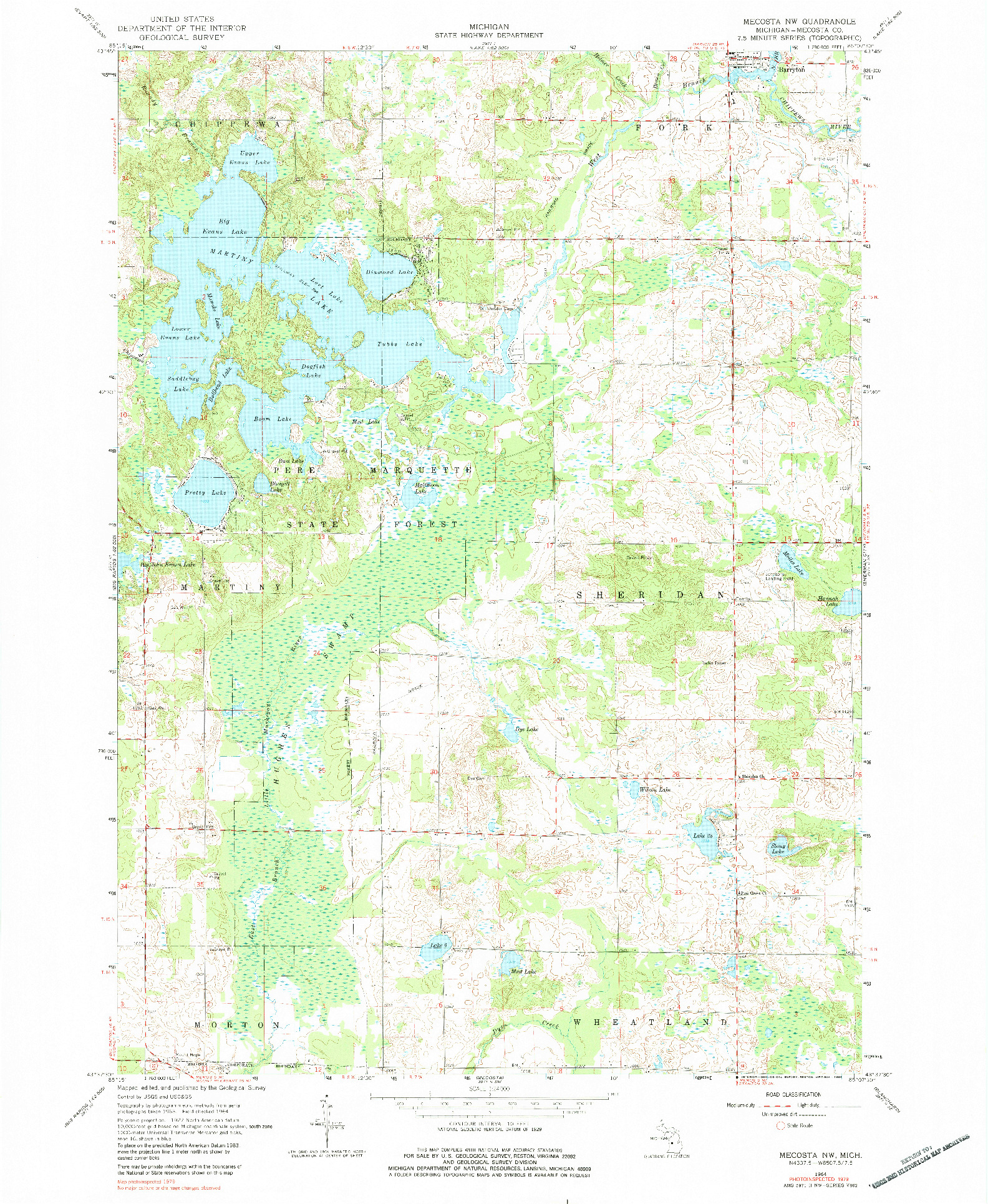 USGS 1:24000-SCALE QUADRANGLE FOR MECOSTA, MI 1964