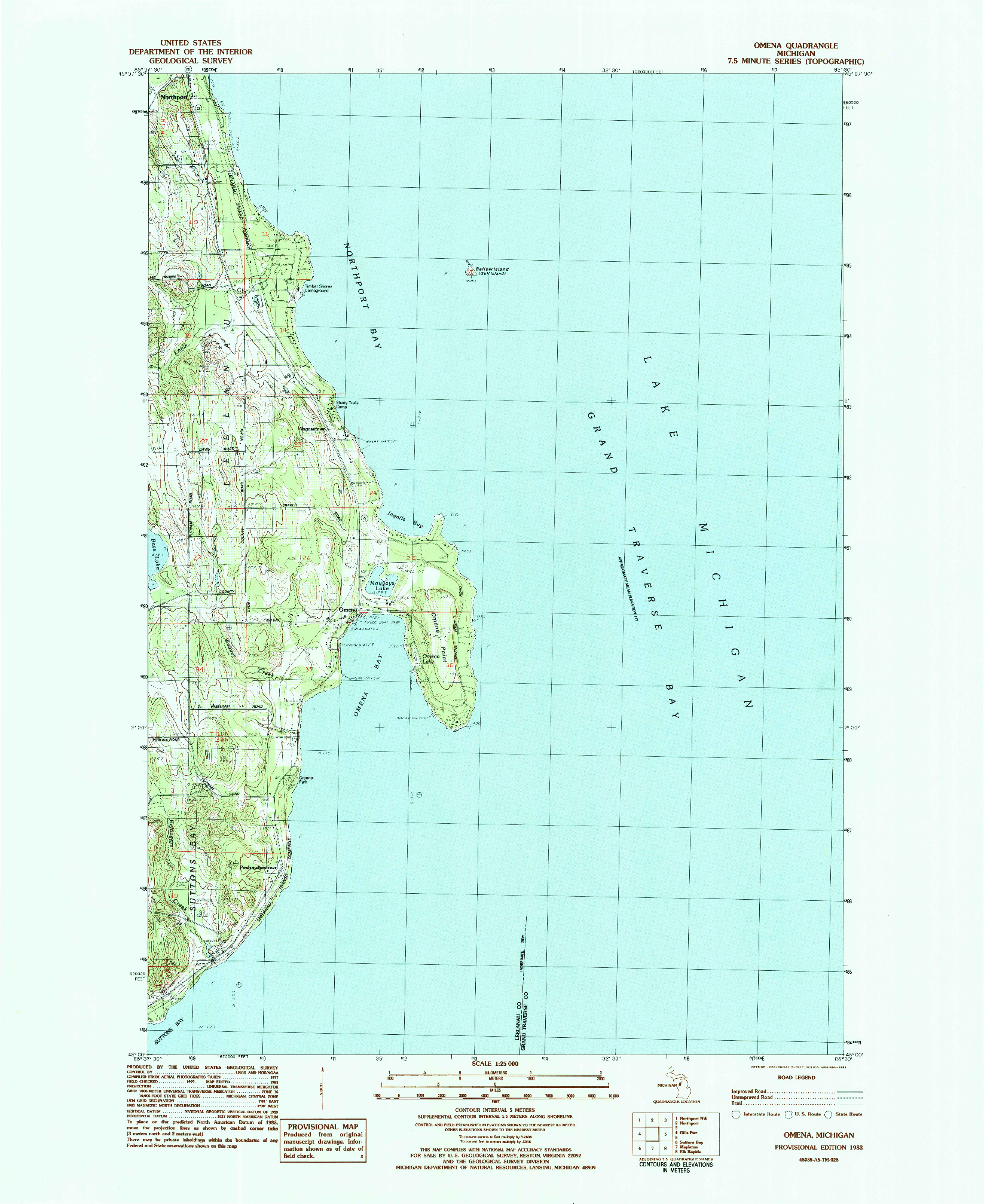 USGS 1:24000-SCALE QUADRANGLE FOR OMENA, MI 1983