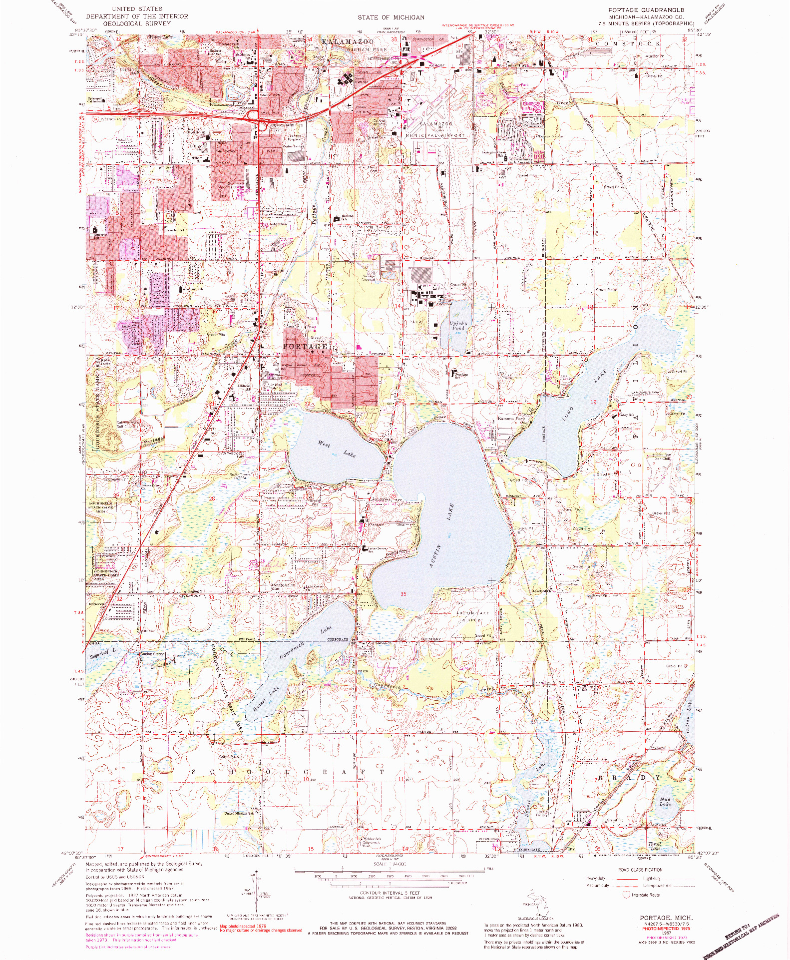 USGS 1:24000-SCALE QUADRANGLE FOR PORTAGE, MI 1967