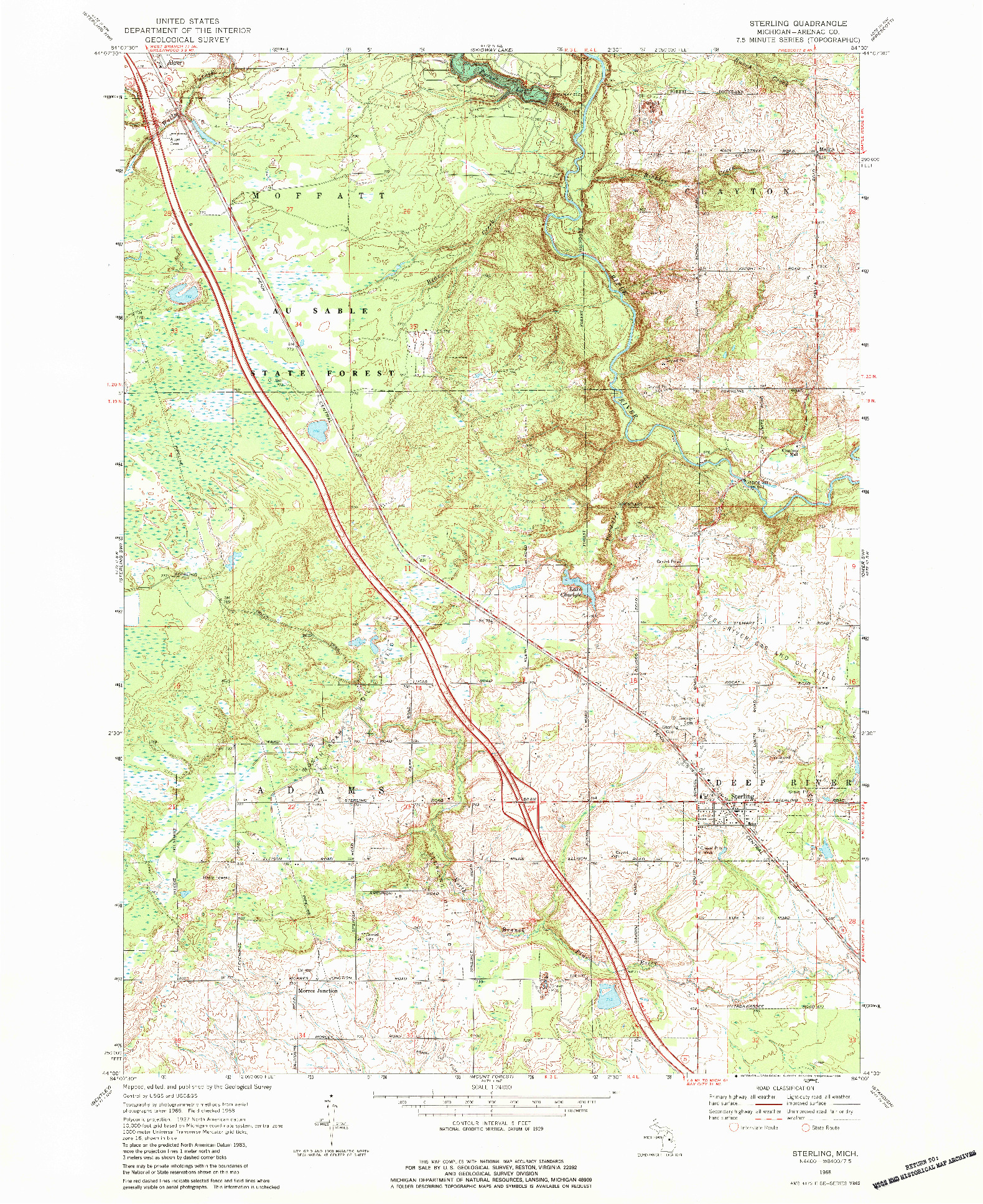 USGS 1:24000-SCALE QUADRANGLE FOR STERLING, MI 1968