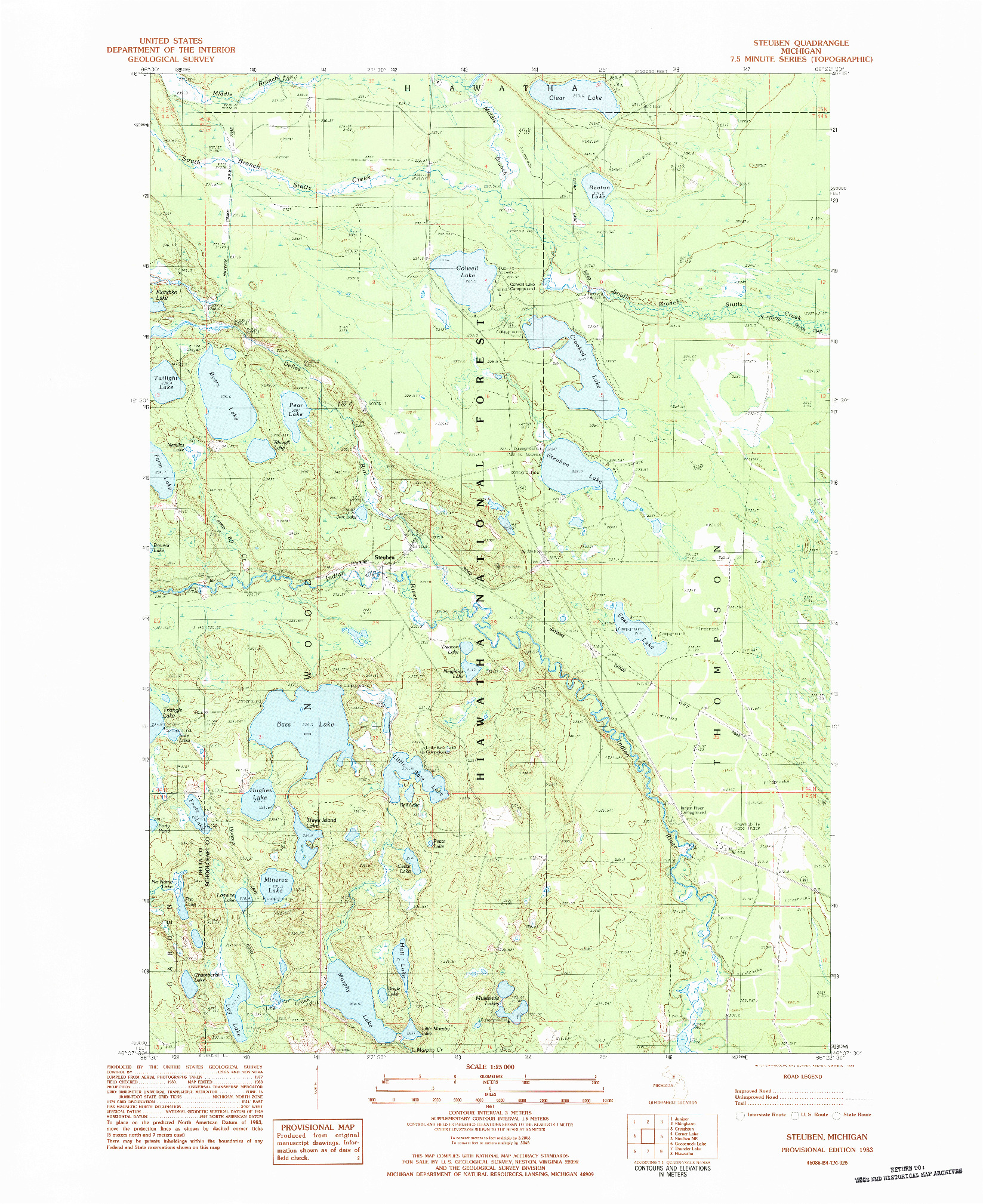 USGS 1:24000-SCALE QUADRANGLE FOR STEUBEN, MI 1983