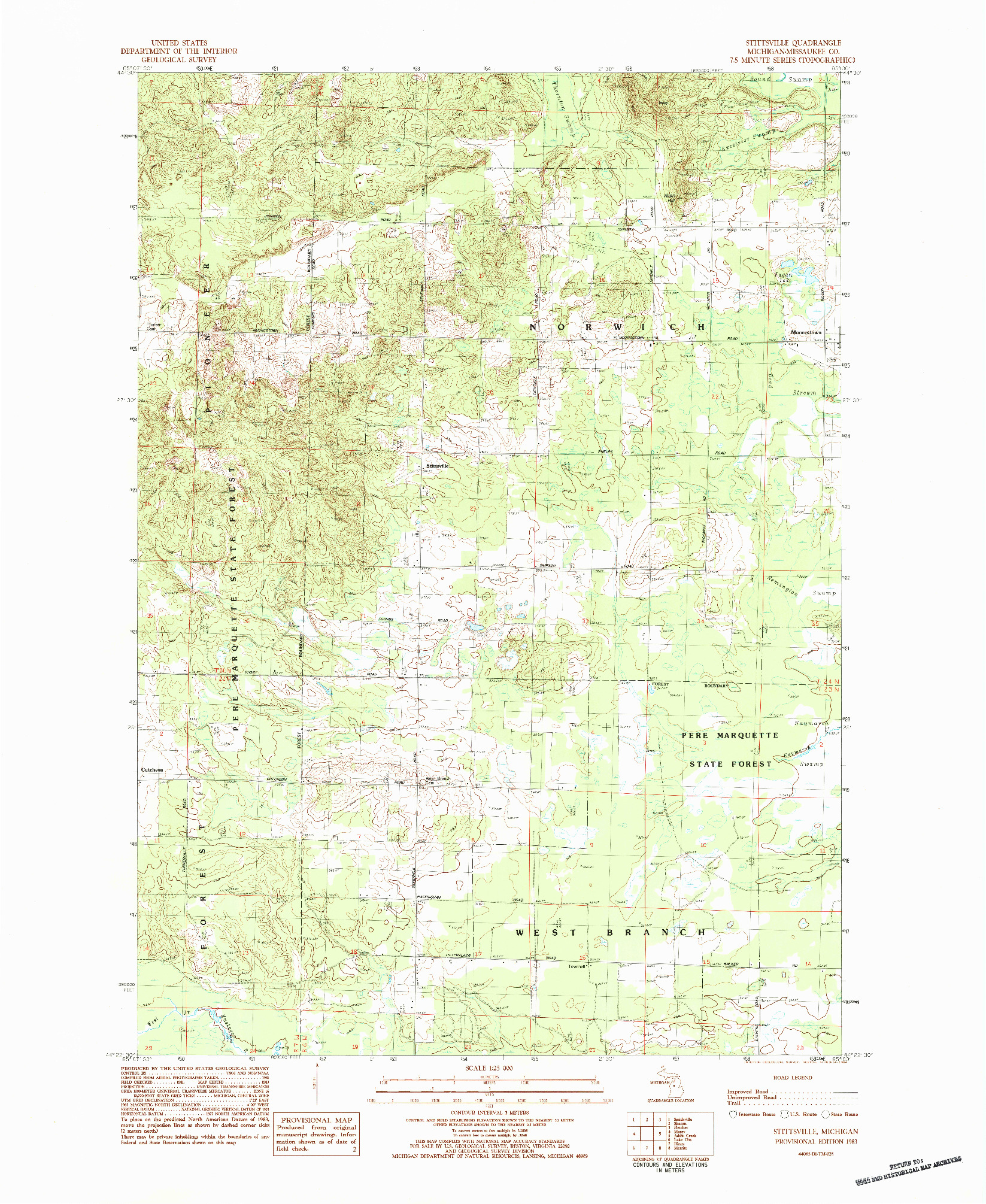 USGS 1:24000-SCALE QUADRANGLE FOR STITTSVILLE, MI 1983