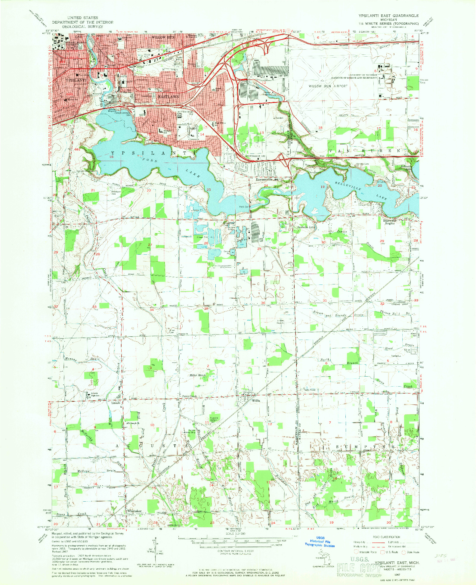 USGS 1:24000-SCALE QUADRANGLE FOR YPSILANTI EAST, MI 1967