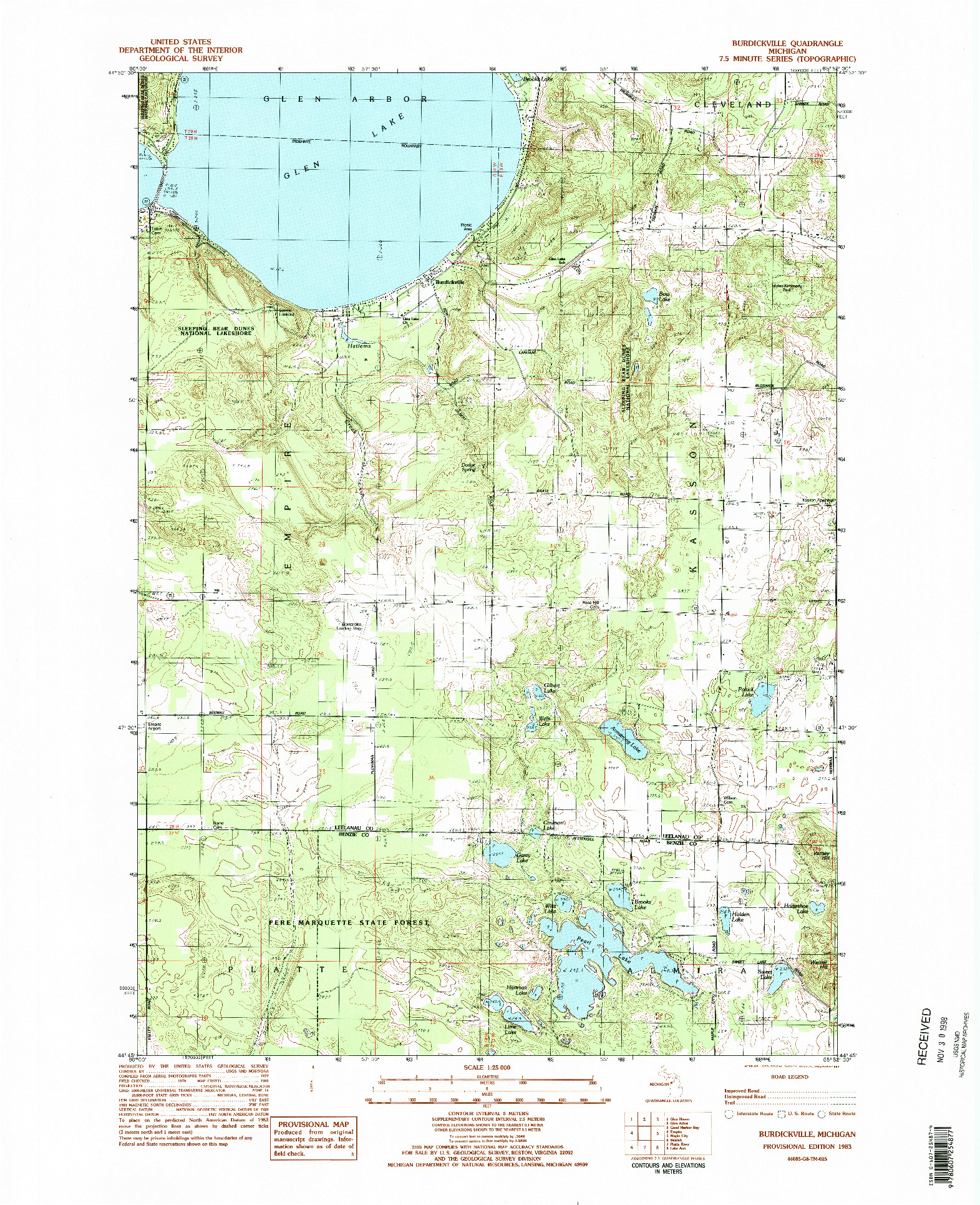 USGS 1:25000-SCALE QUADRANGLE FOR BURDICKVILLE, MI 1983