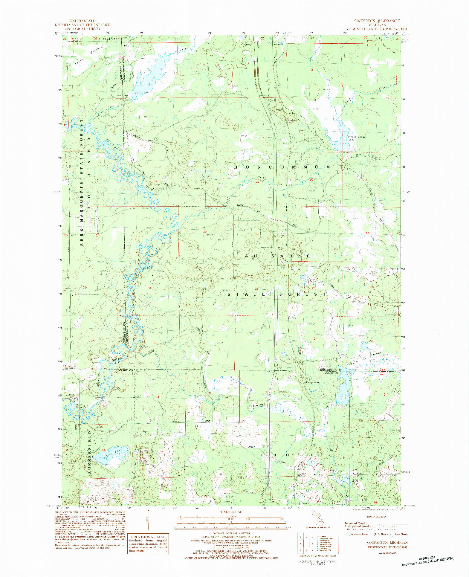 USGS 1:25000-SCALE QUADRANGLE FOR COOPERTON, MI 1983